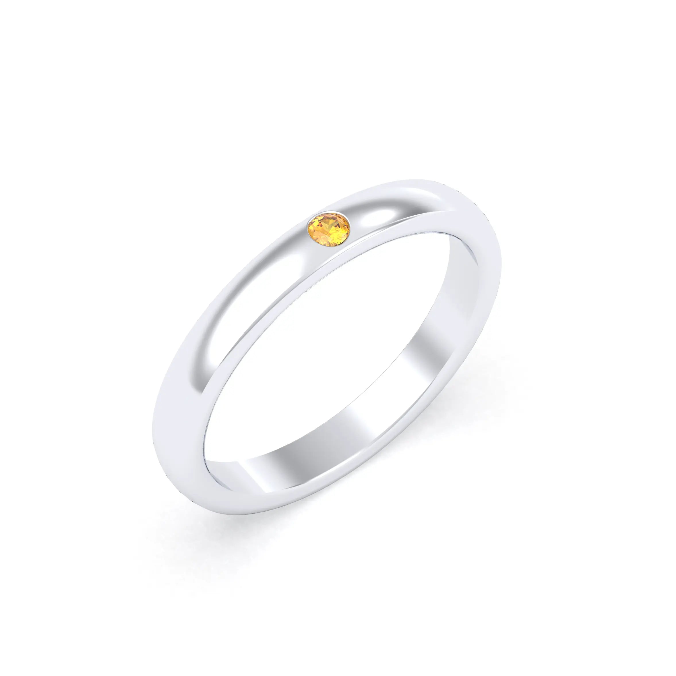 Bague Elisa Solitaire – L'Essence de l'Argent 950 et son Point de Lumière Citrine