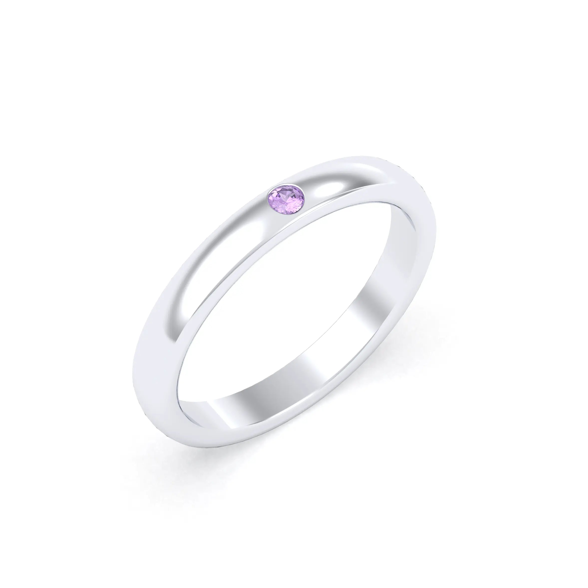 Bague Elisa Solitaire – L'Argent 950 sublimé par les Pierres Précieuses Saphir violet