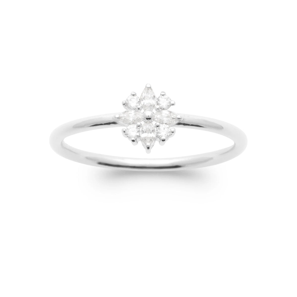 Bague fleur de zircons en argent 925