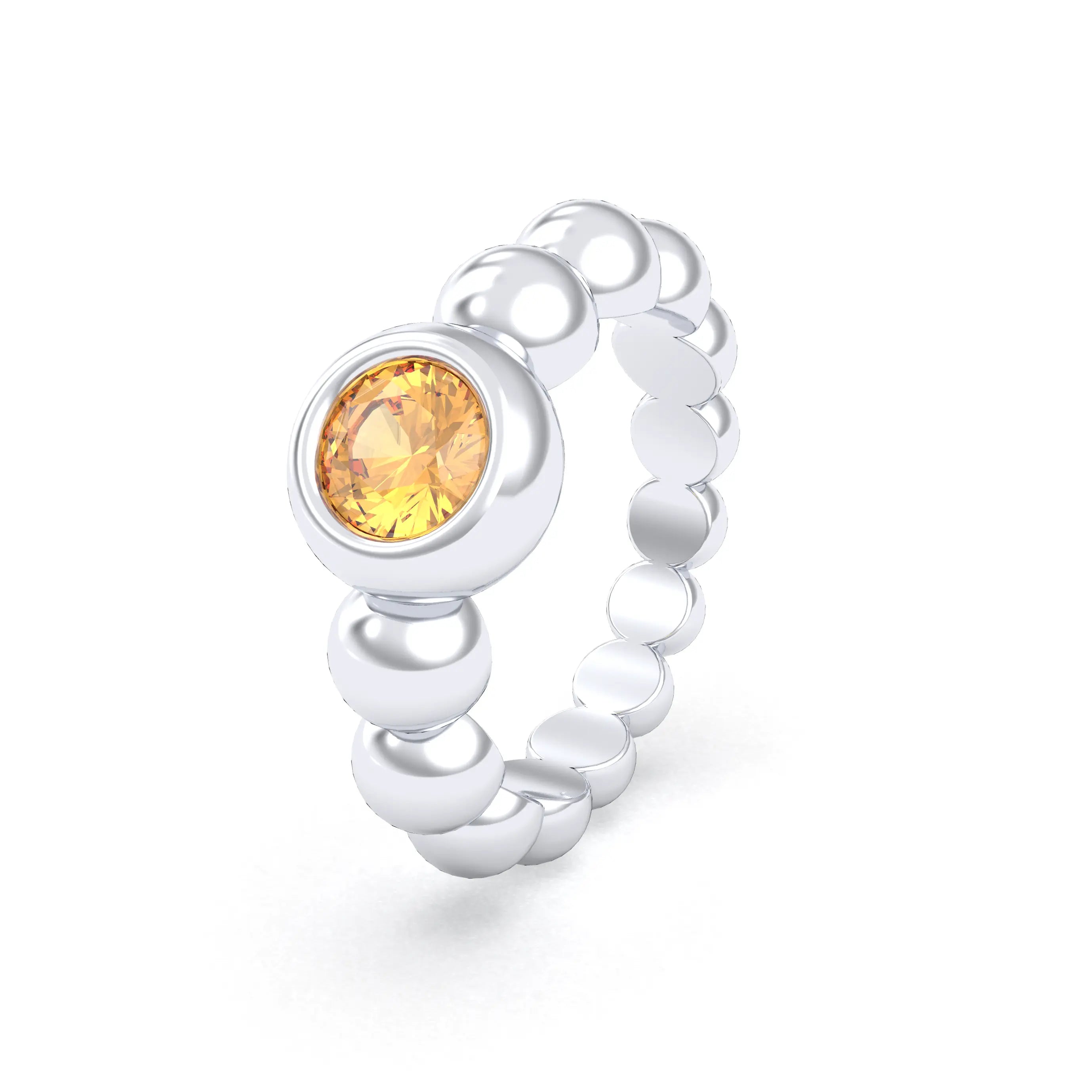 Bague Indiscrète — Solitaire « Boule » en Argent 950 et Pierre Fine