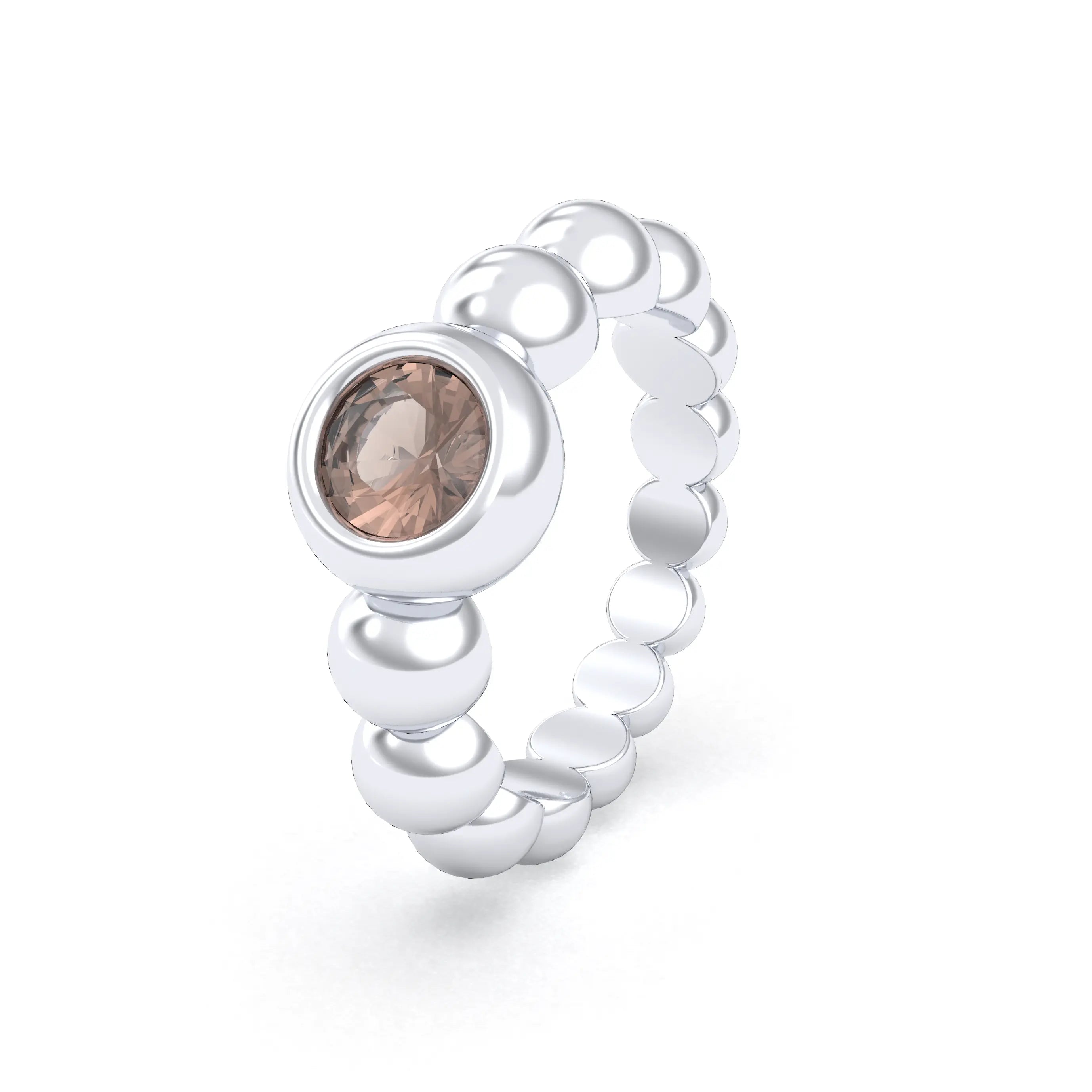 Bague Indiscrète — Solitaire « Boule » en Argent 950 et Pierre Fine