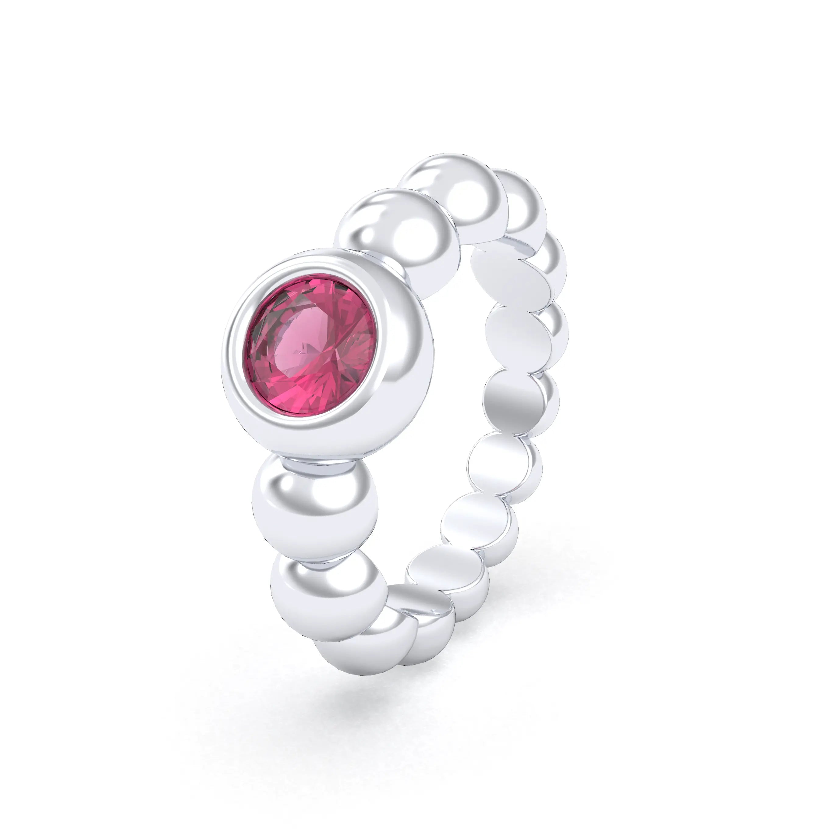 Bague Indiscrète — Solitaire « Boule » en Argent 950 et Pierre Fine