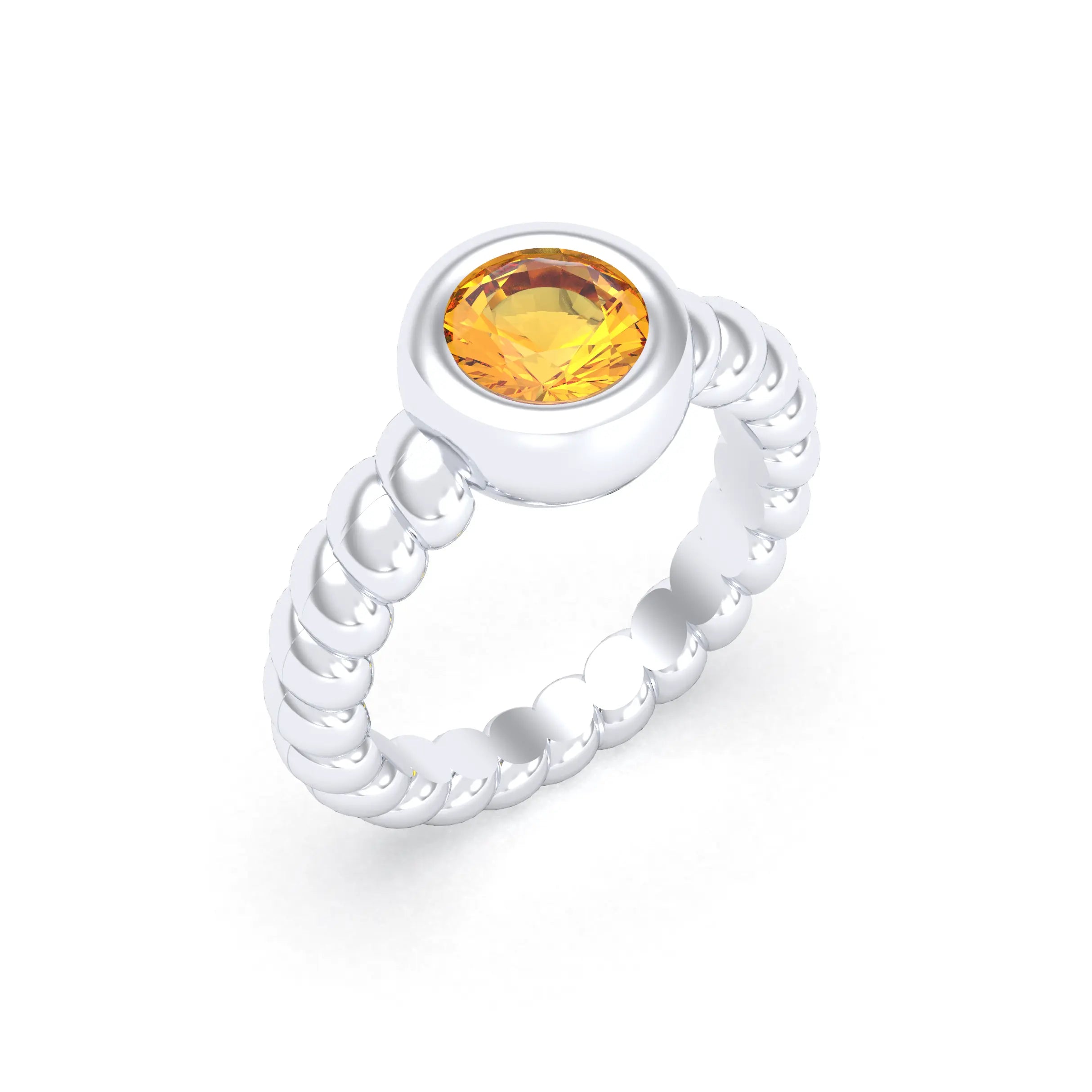 Bague “Indiscrète” 7mm en Argent 950 – Pierre Fine & Torsades Citrine