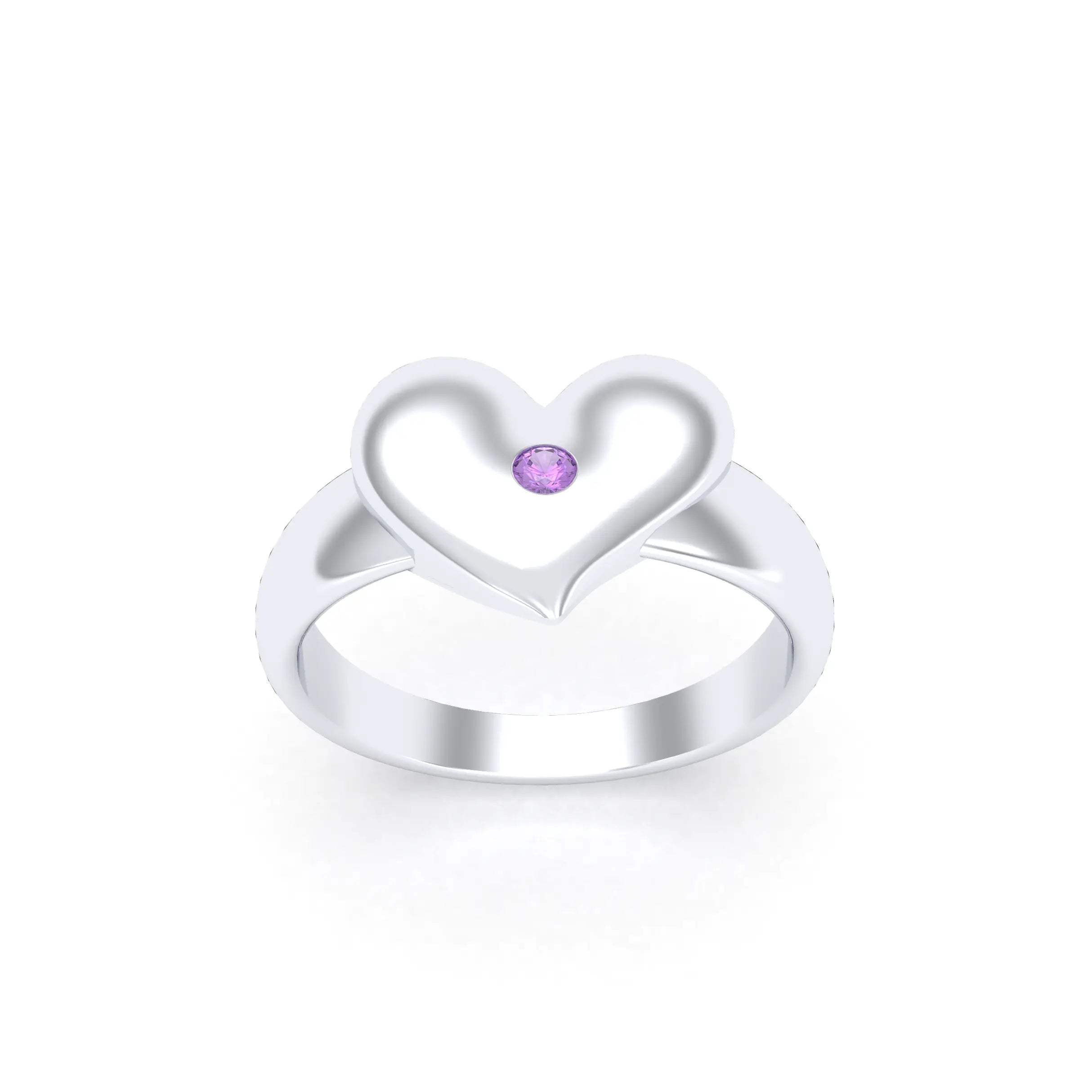 Bague Étreinte en Argent : l’éclat d’un cœur sculpté sur mesure Améthyste