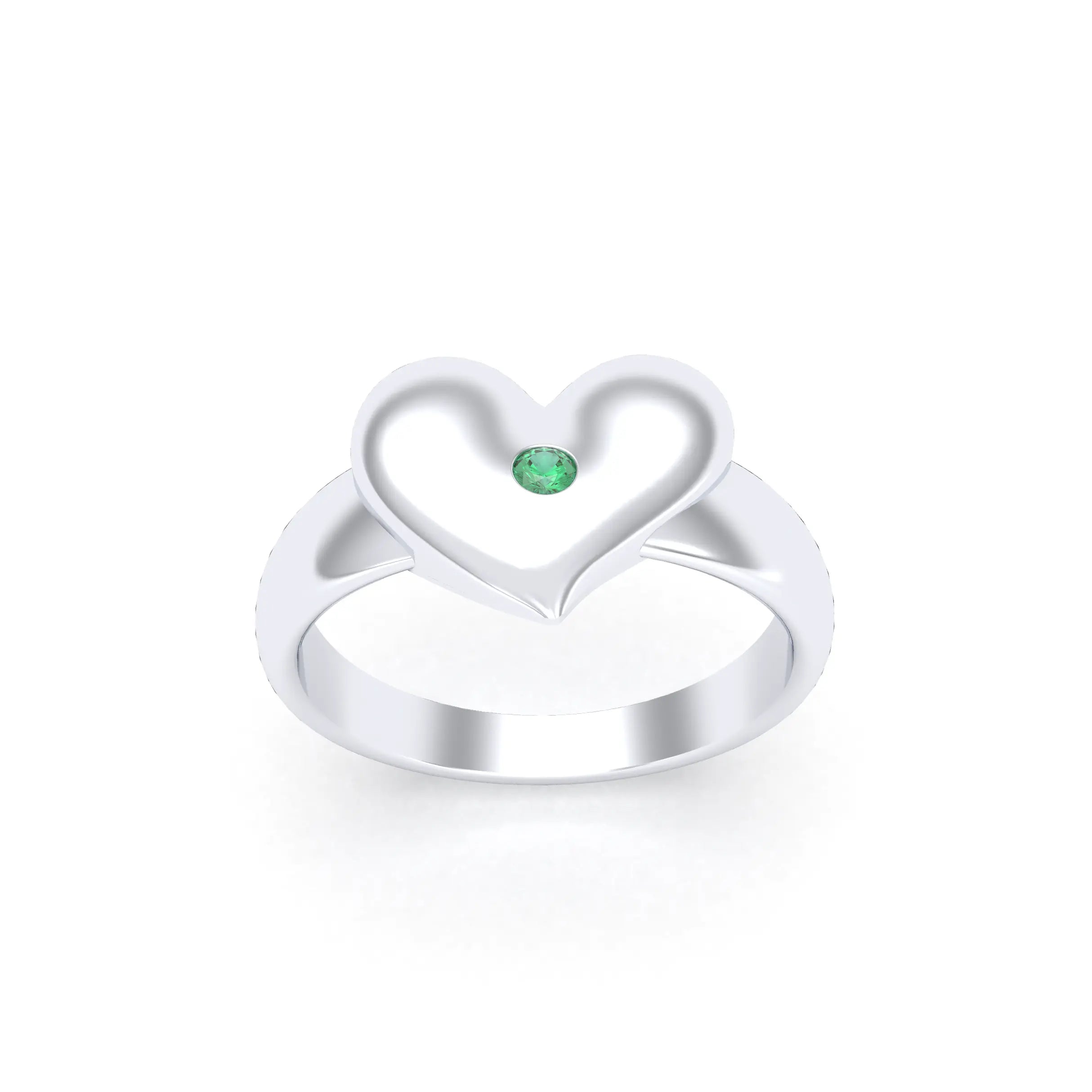 Bague Étreinte en Argent : l’éclat d’un cœur sculpté sur mesure Emeraude