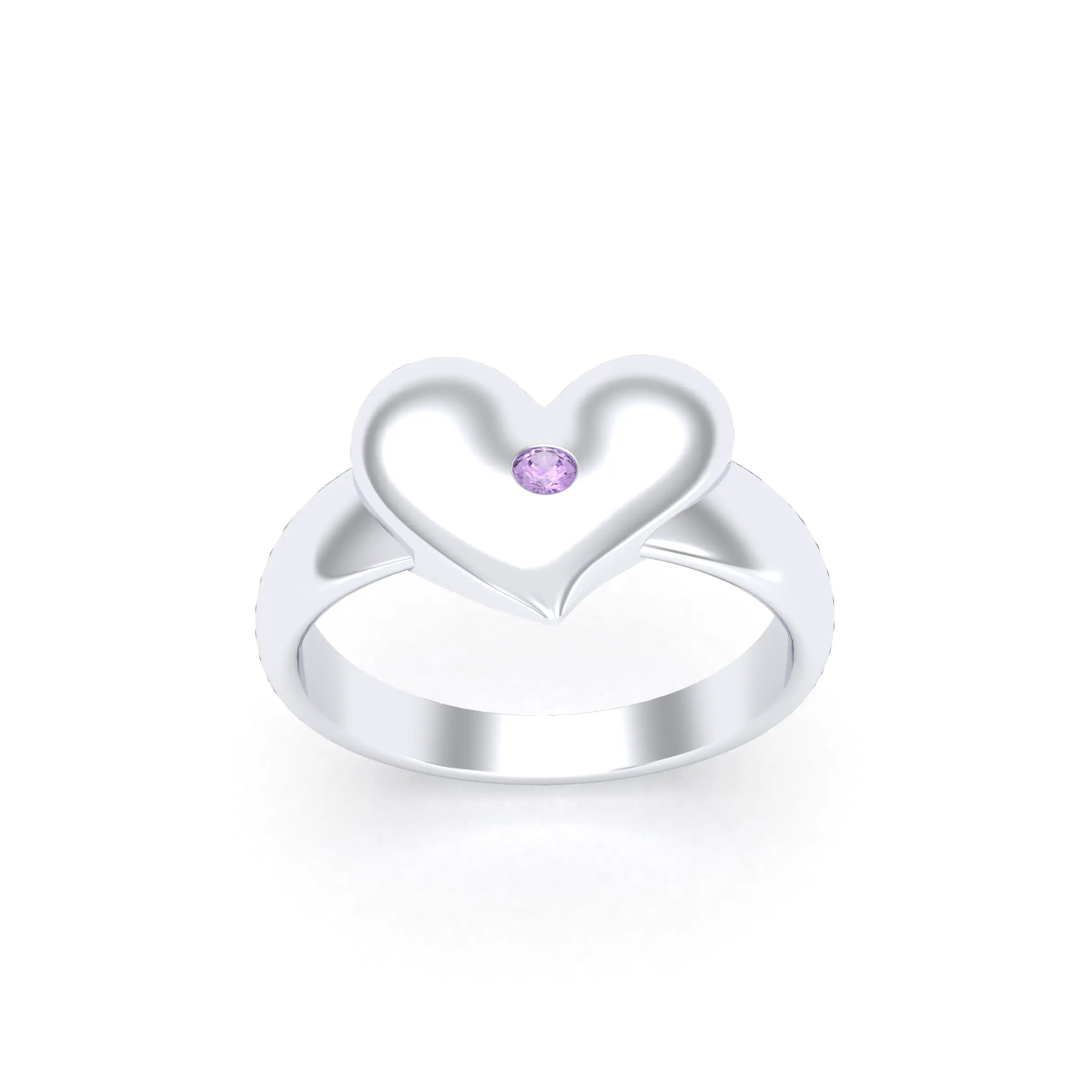 Bague Étreinte en Argent : l’éclat d’un cœur sculpté sur mesure Saphir violet