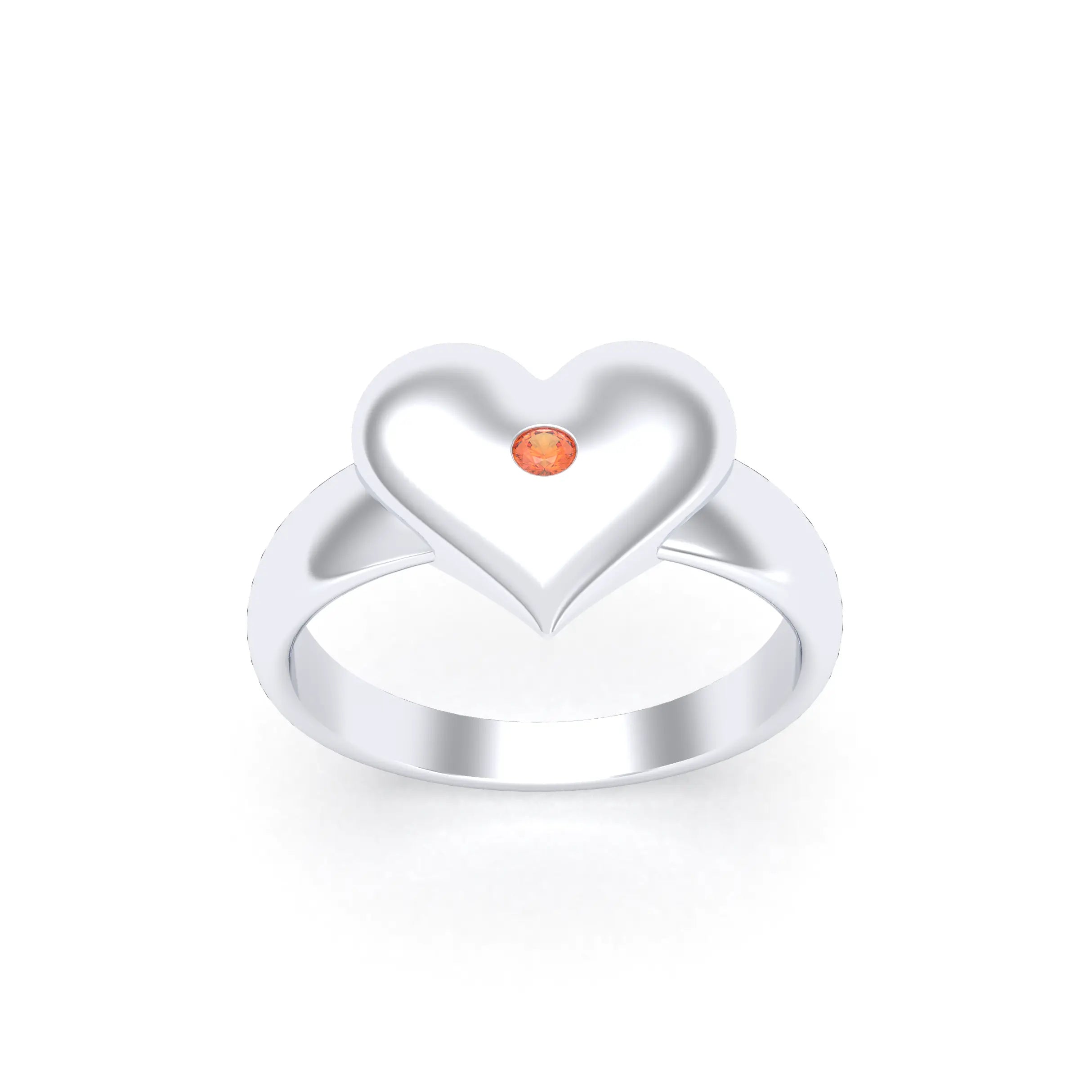 Bague Idylle en Argent : la pureté d’un cœur éternel et sur mesure Saphir orange
