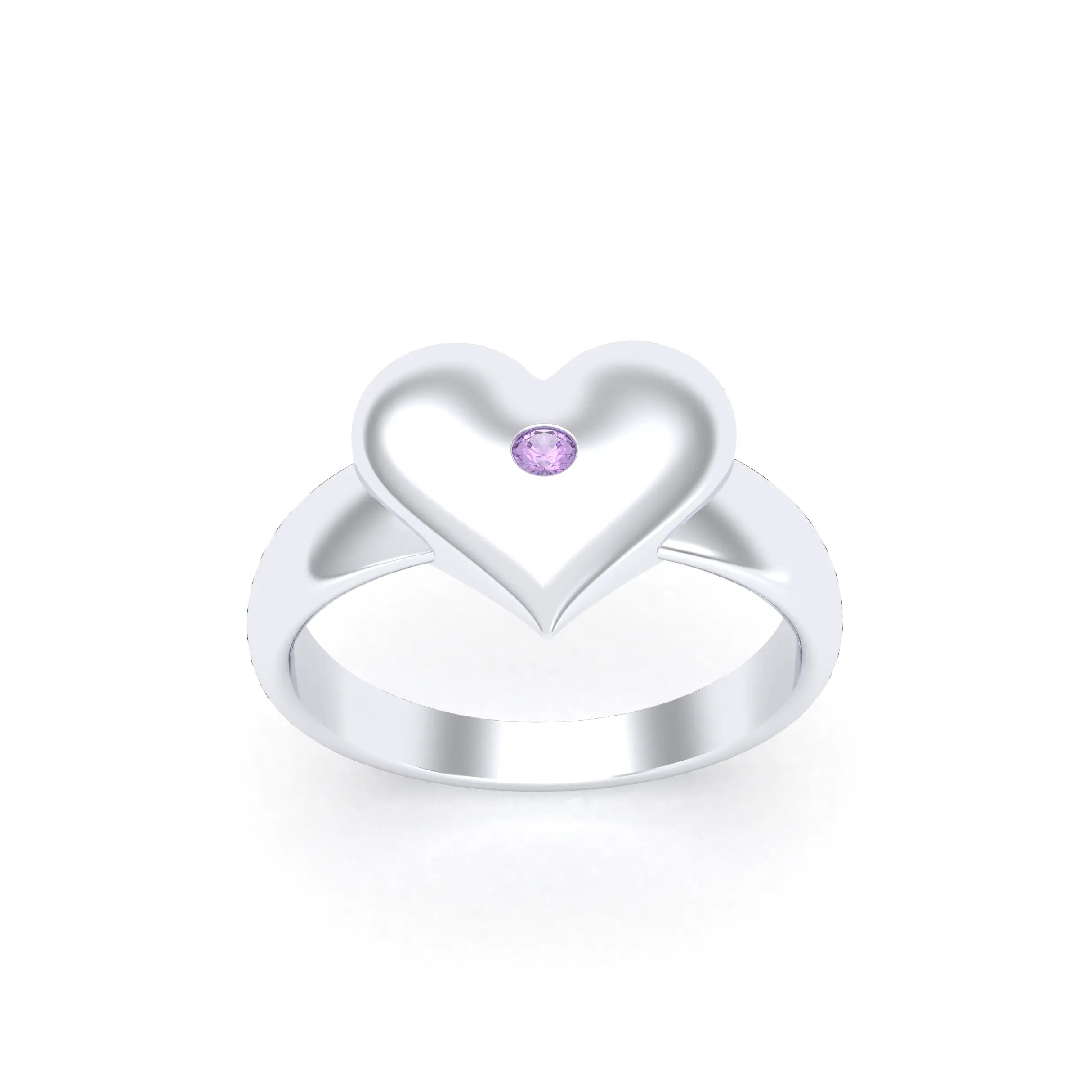 Bague Idylle en Argent : la pureté d’un cœur éternel et sur mesure Saphir violet