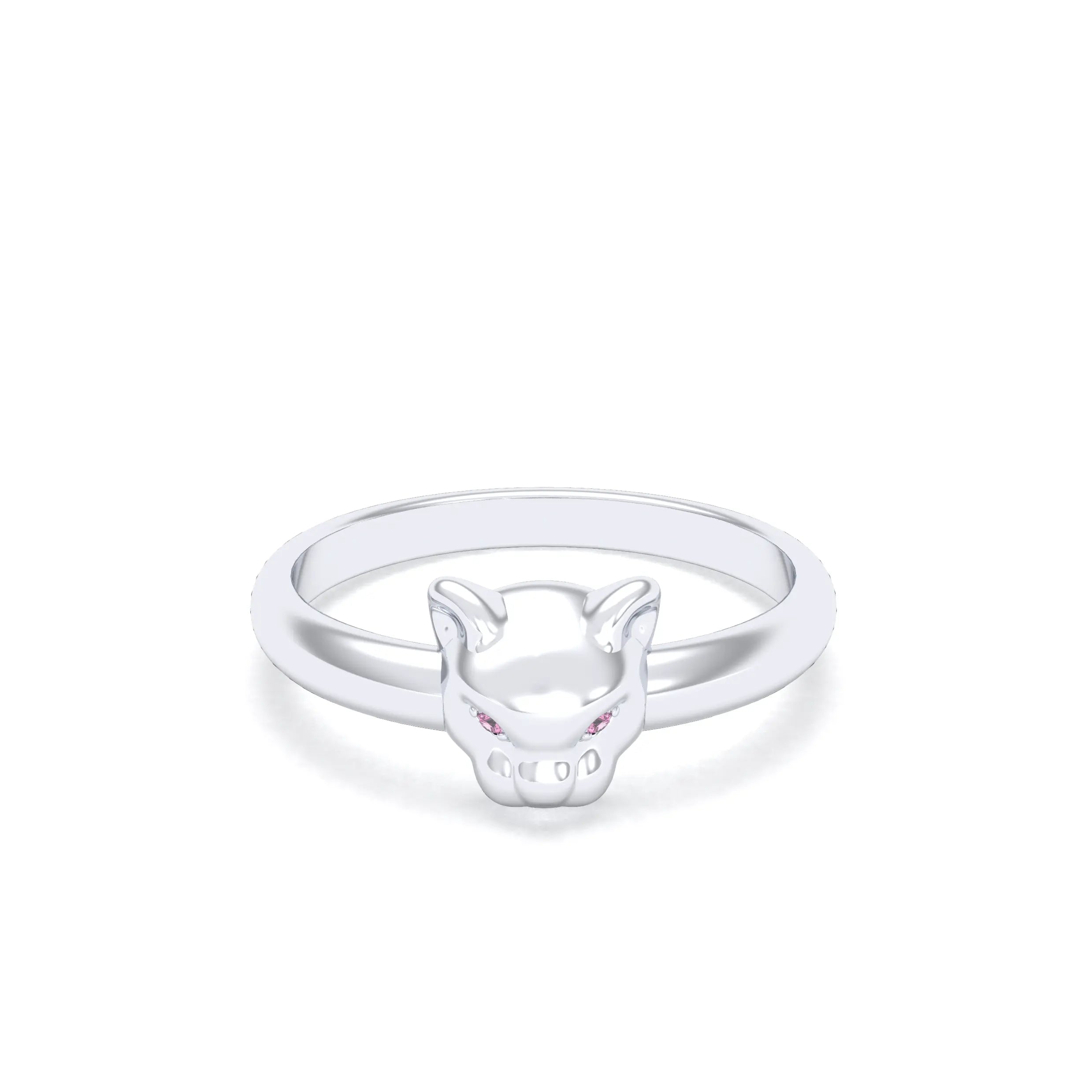 Bague Petite Féline Or Blanc 18 Carats & Pierres Précieuses