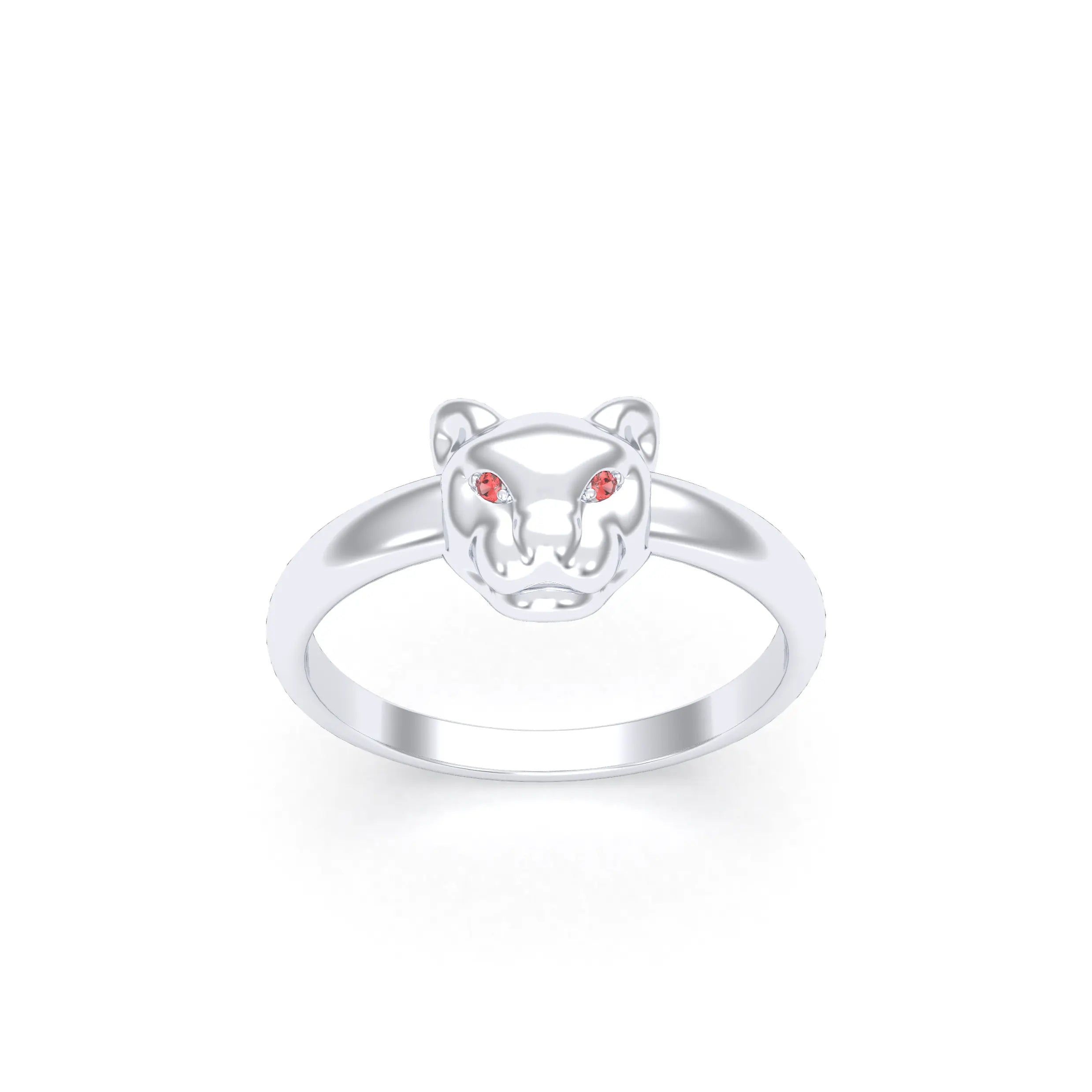 Bague Petite Féline Or Blanc 18 Carats & Pierres Précieuses