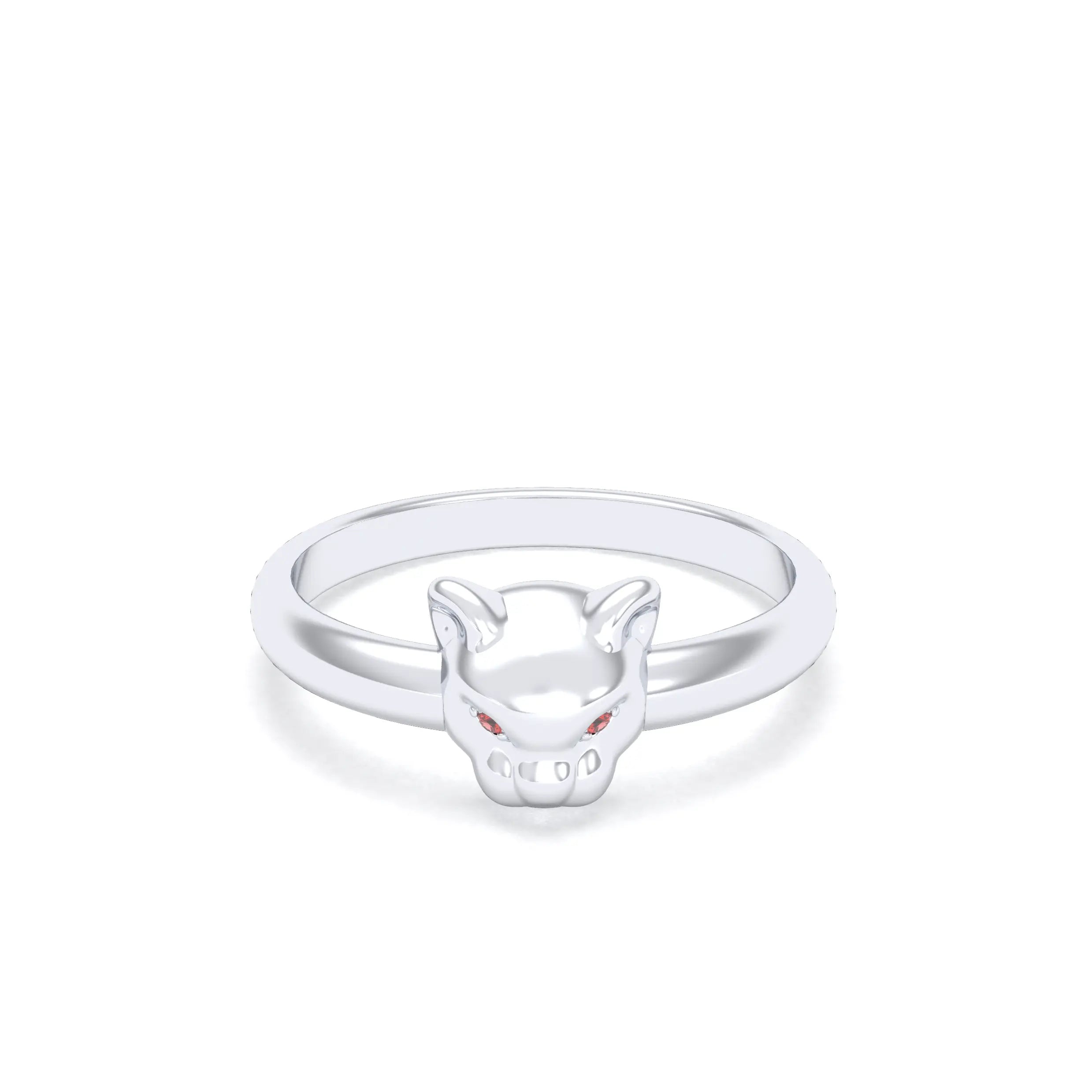 Bague Petite Féline Or Blanc 18 Carats & Pierres Précieuses