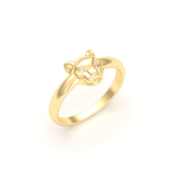 Bague Petite Féline en or jaune 18 carats — deux pierres précieuses au choix parmi douze, autre vue
