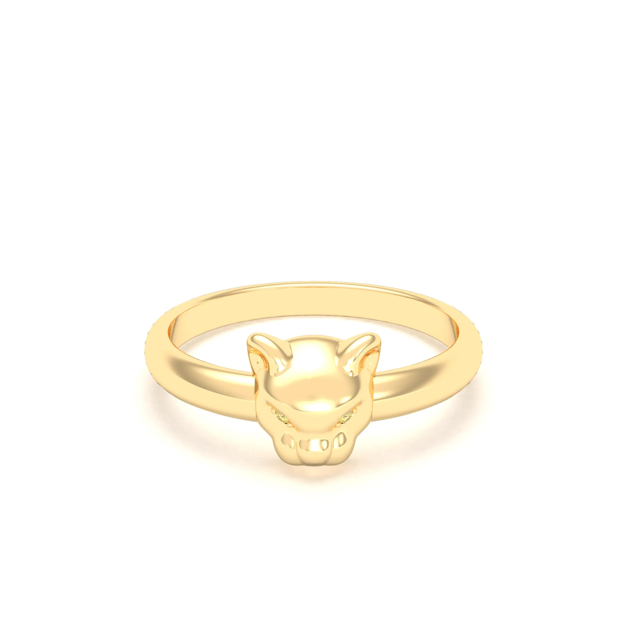 Bague Petite Féline en or jaune 18 carats — deux pierres précieuses au choix parmi douze