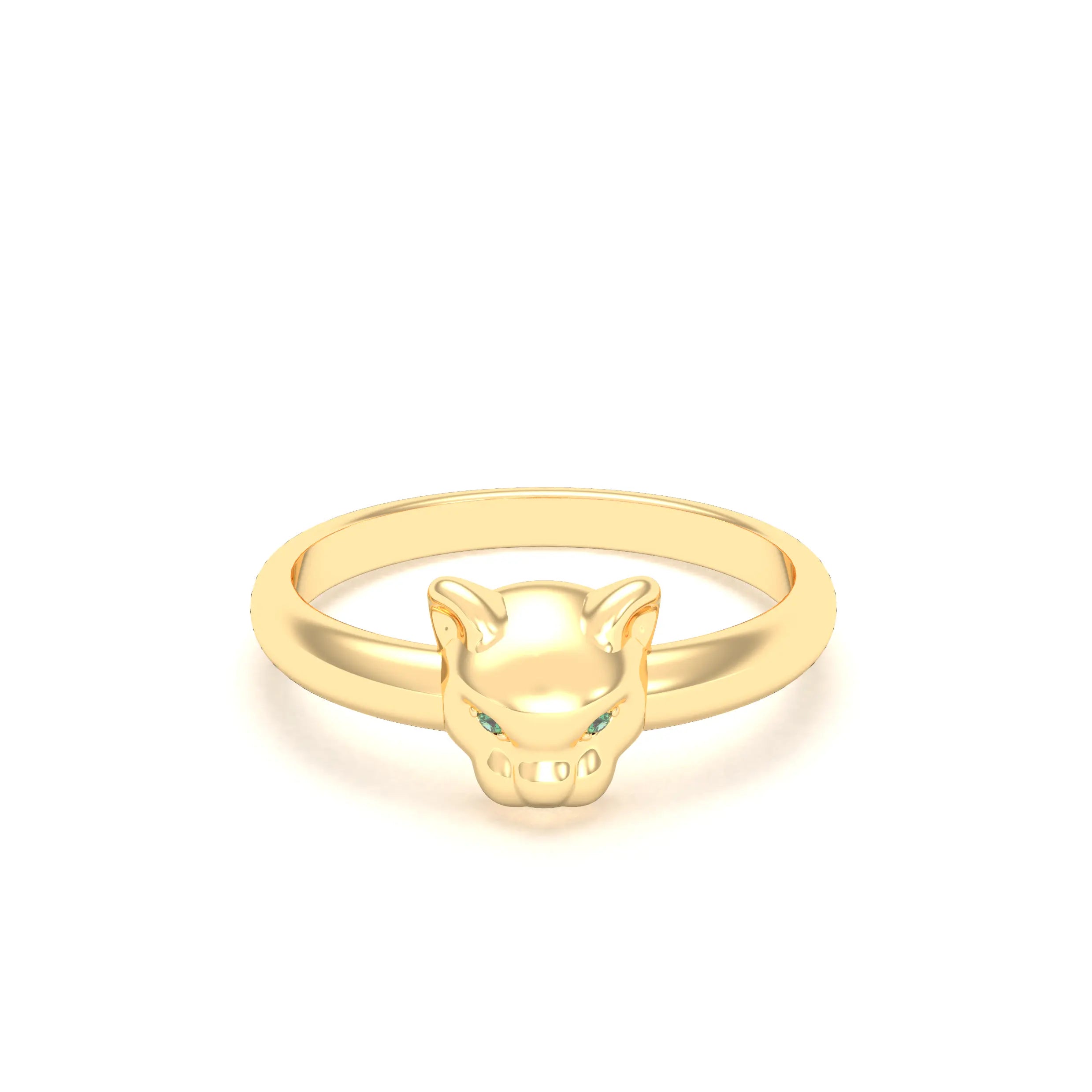 Bague Petite Féline en or jaune 18 carats — deux pierres précieuses au choix parmi douze