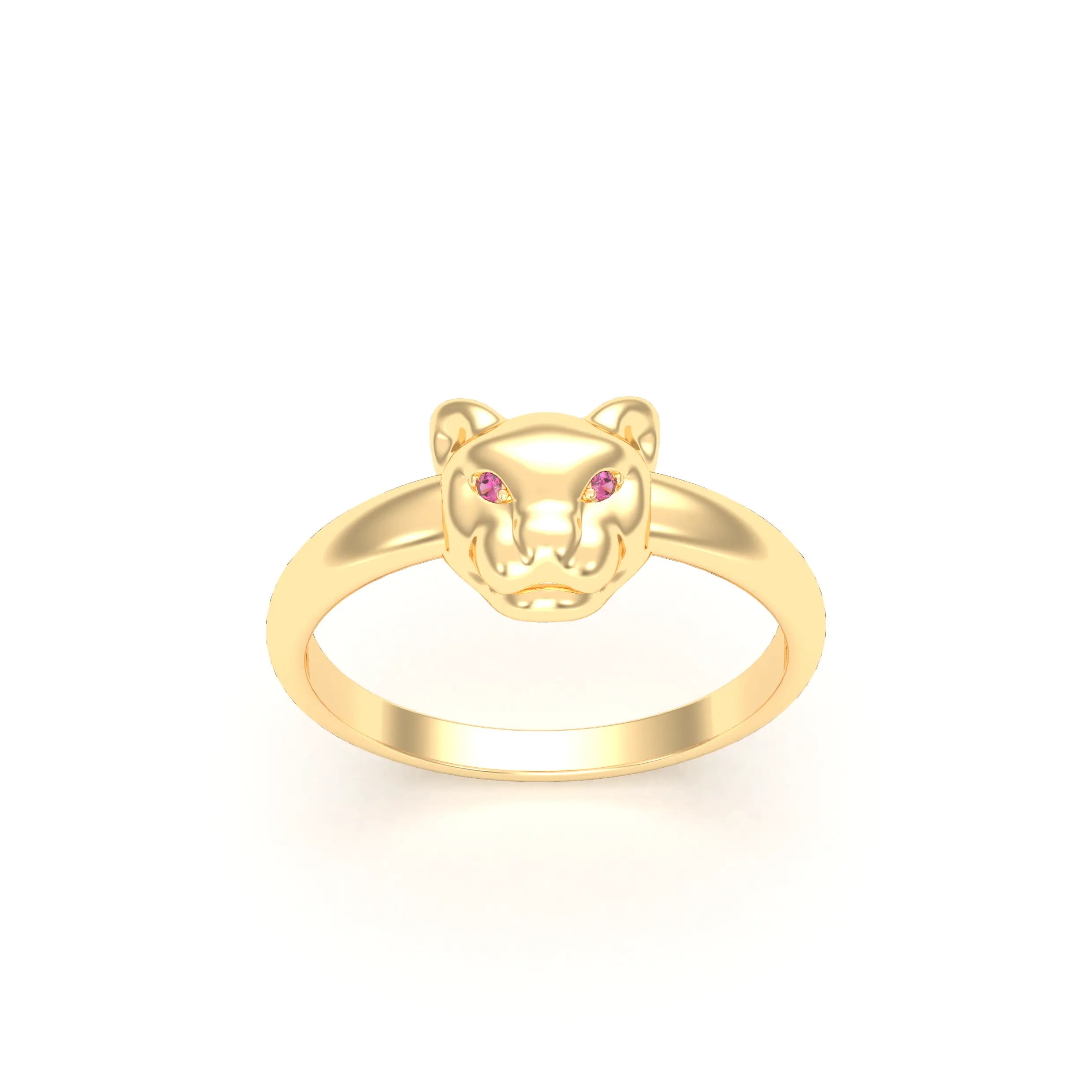 Bague Petite Féline en or jaune 18 carats — deux pierres précieuses au choix parmi douze