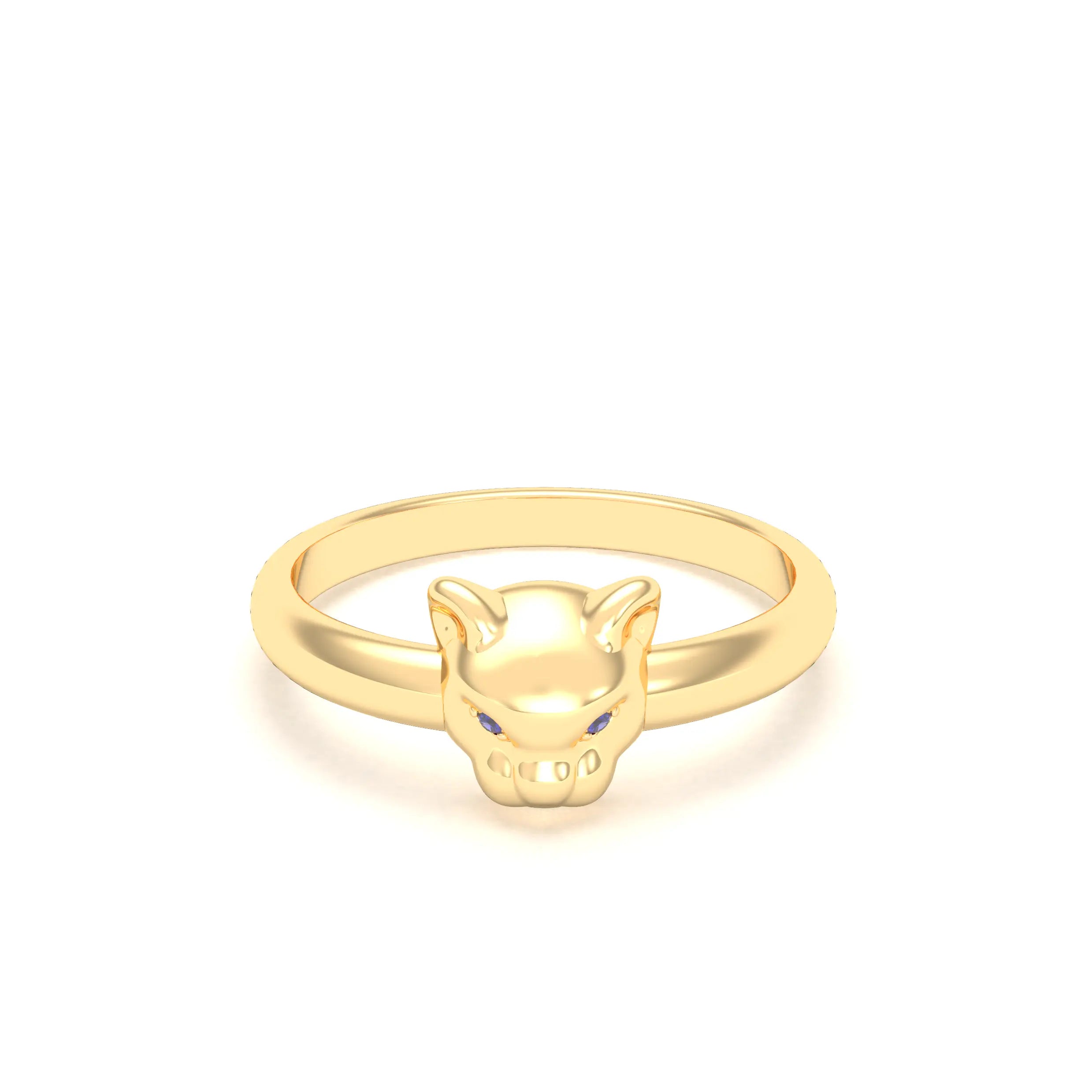 Bague Petite Féline en or jaune 18 carats — deux pierres précieuses au choix parmi douze