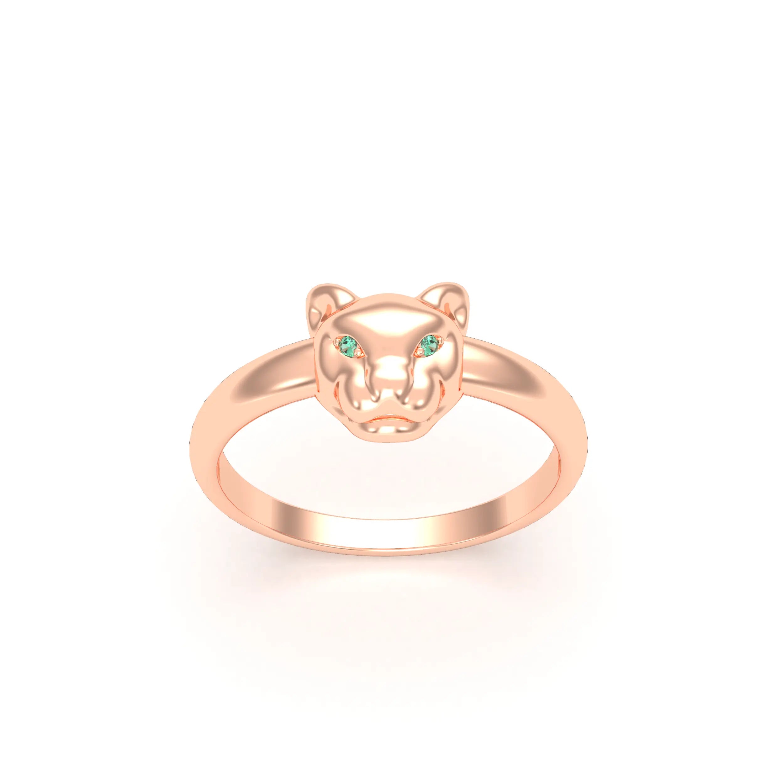 Bague Petite Féline en Or Rose 18 Carats et Regard Précieux