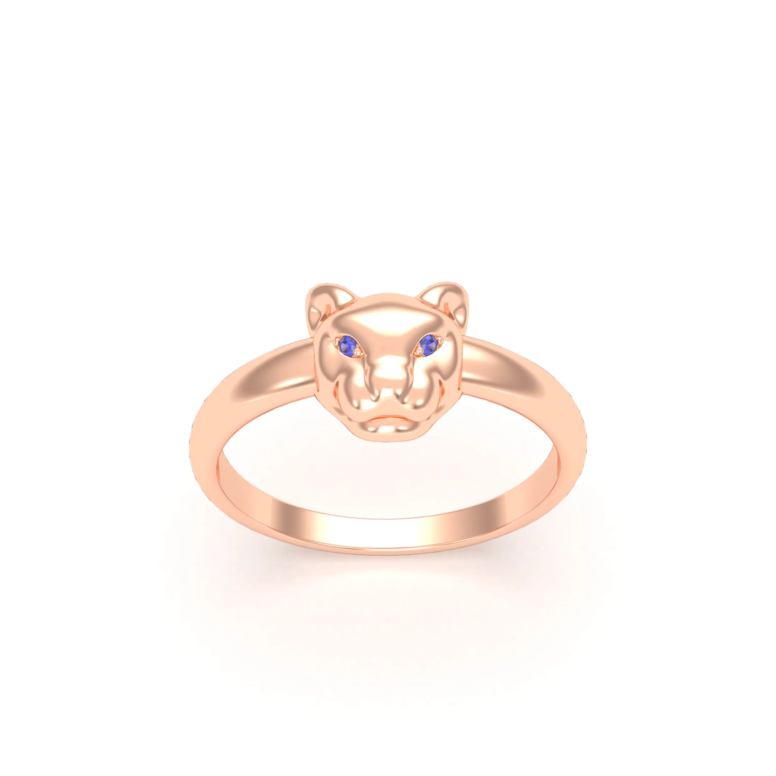 Bague Petite Féline en Or Rose 18 Carats et Regard Précieux