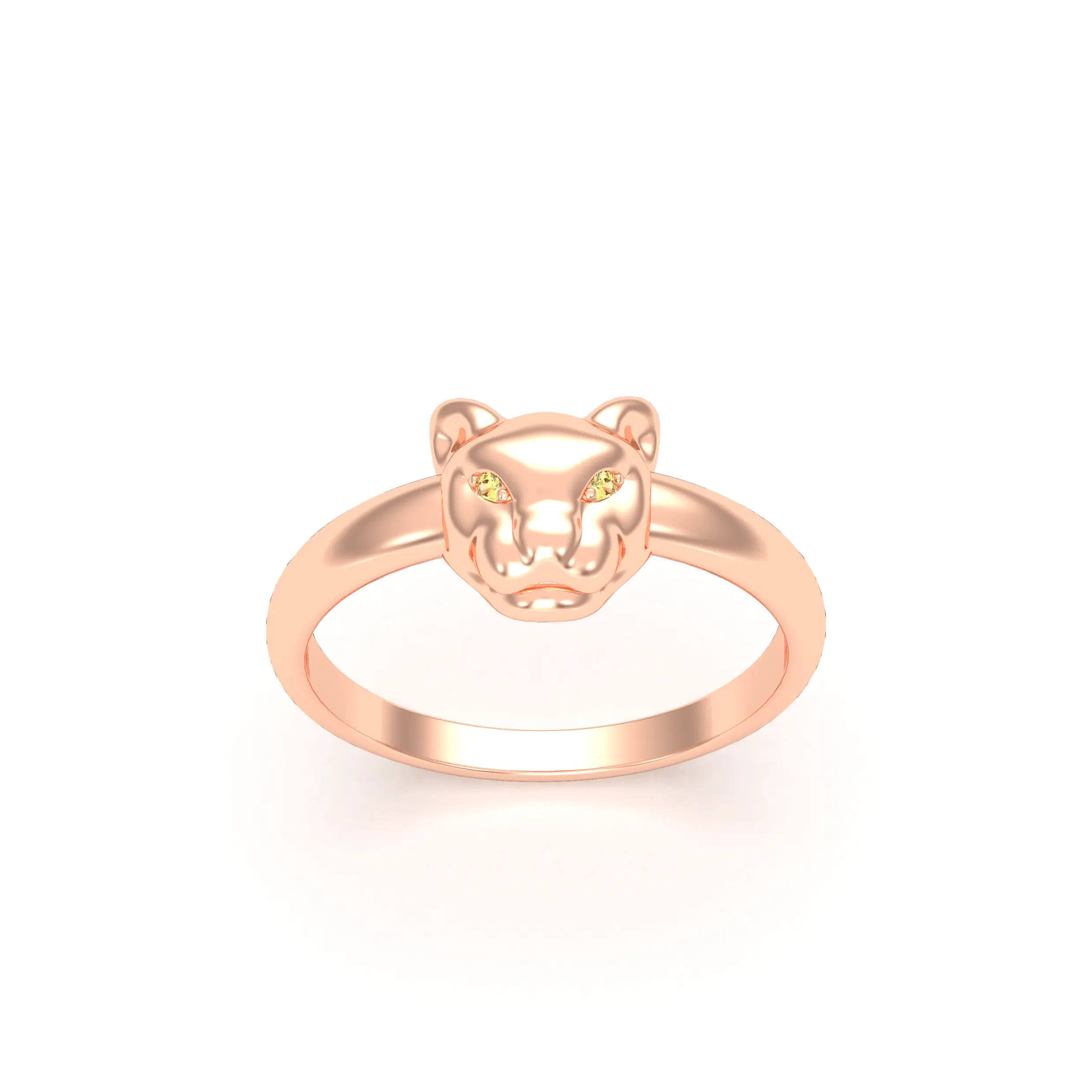 Bague Petite Féline en Or Rose 18 Carats et Regard Précieux
