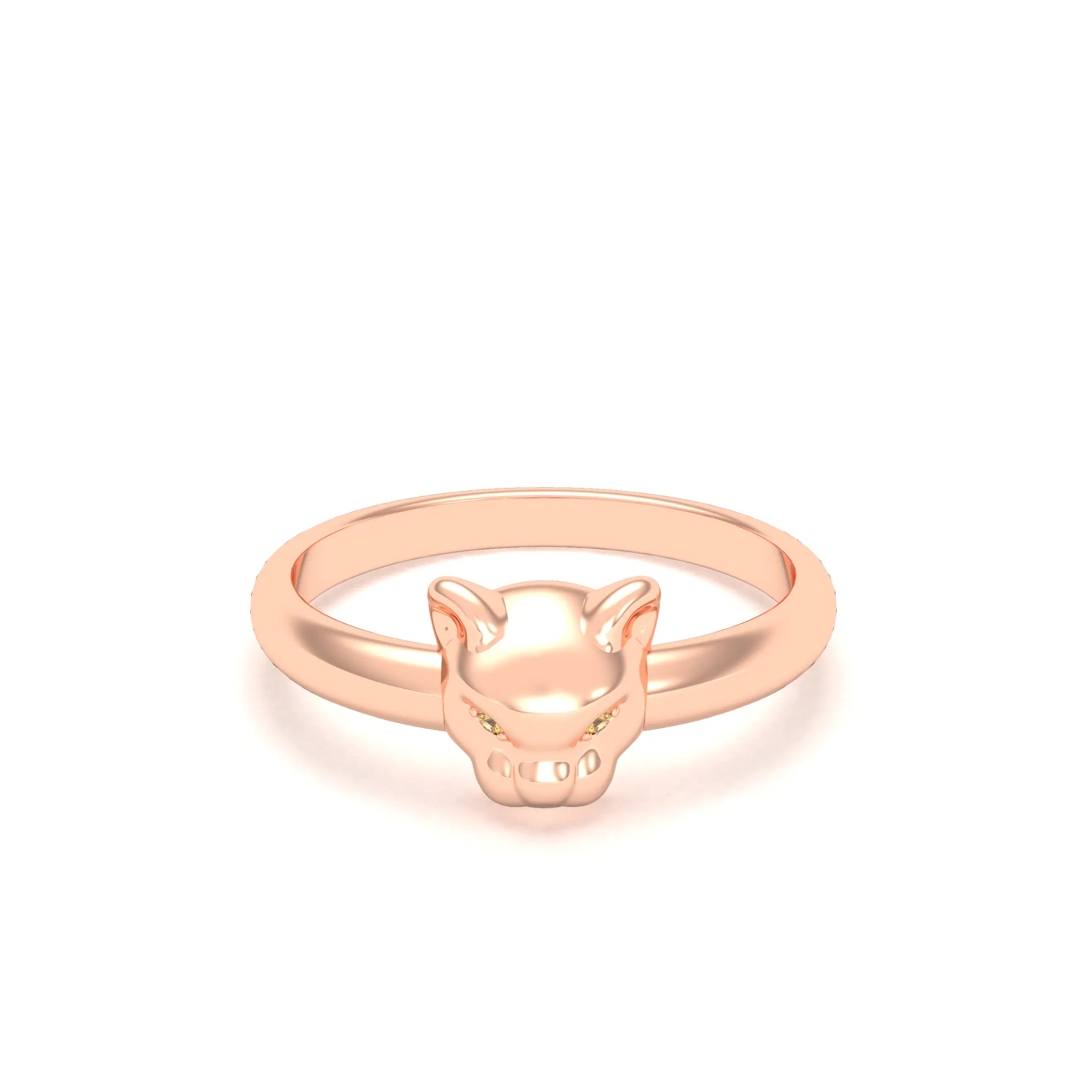 Bague Petite Féline en Or Rose 18 Carats et Regard Précieux