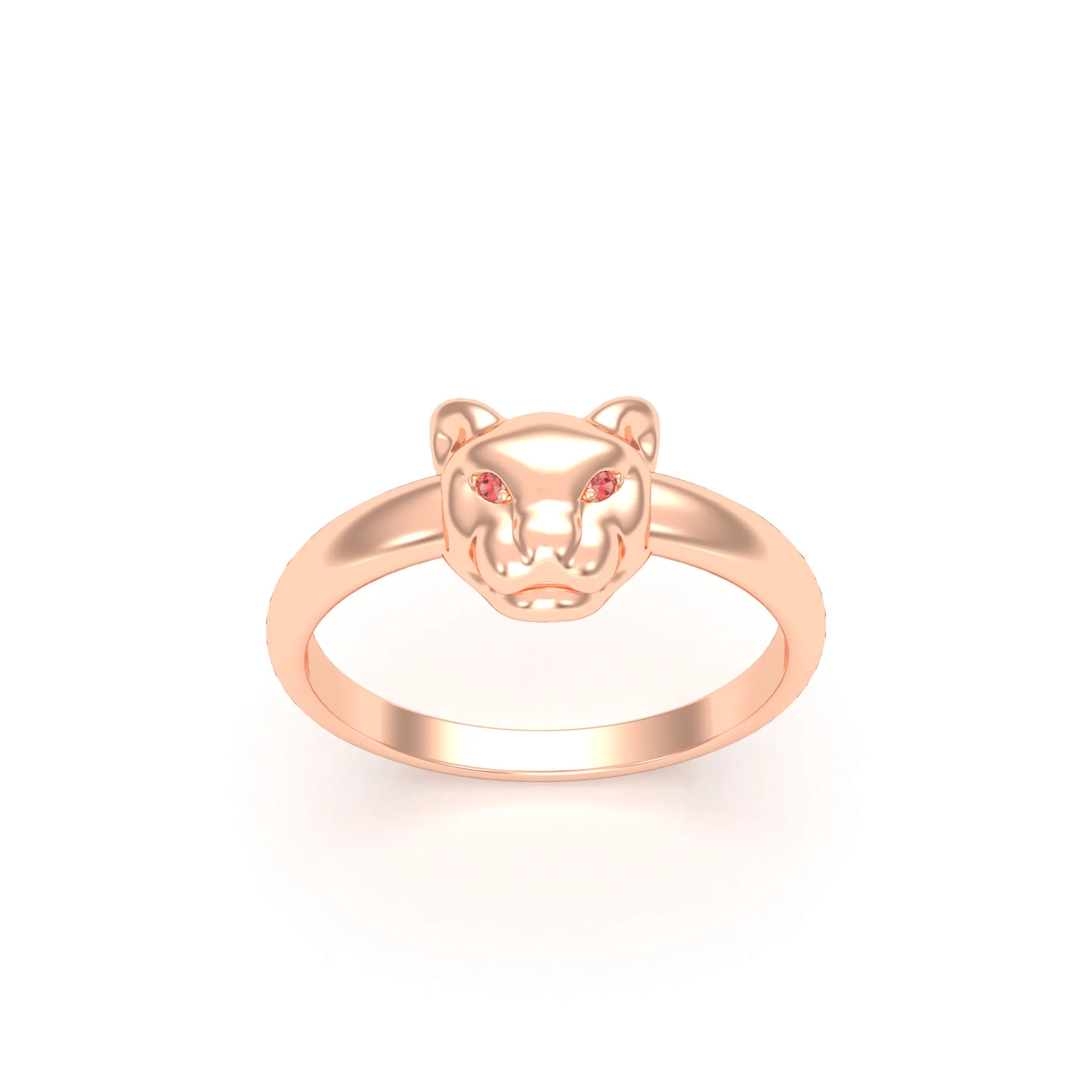 Bague Petite Féline en Or Rose 18 Carats et Regard Précieux