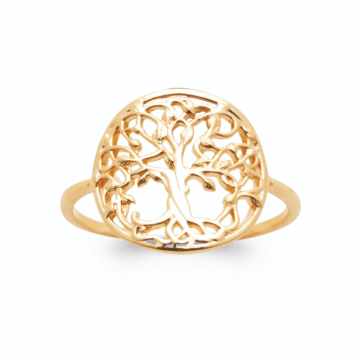 Bague médaillon arbre de vie en plaqué or