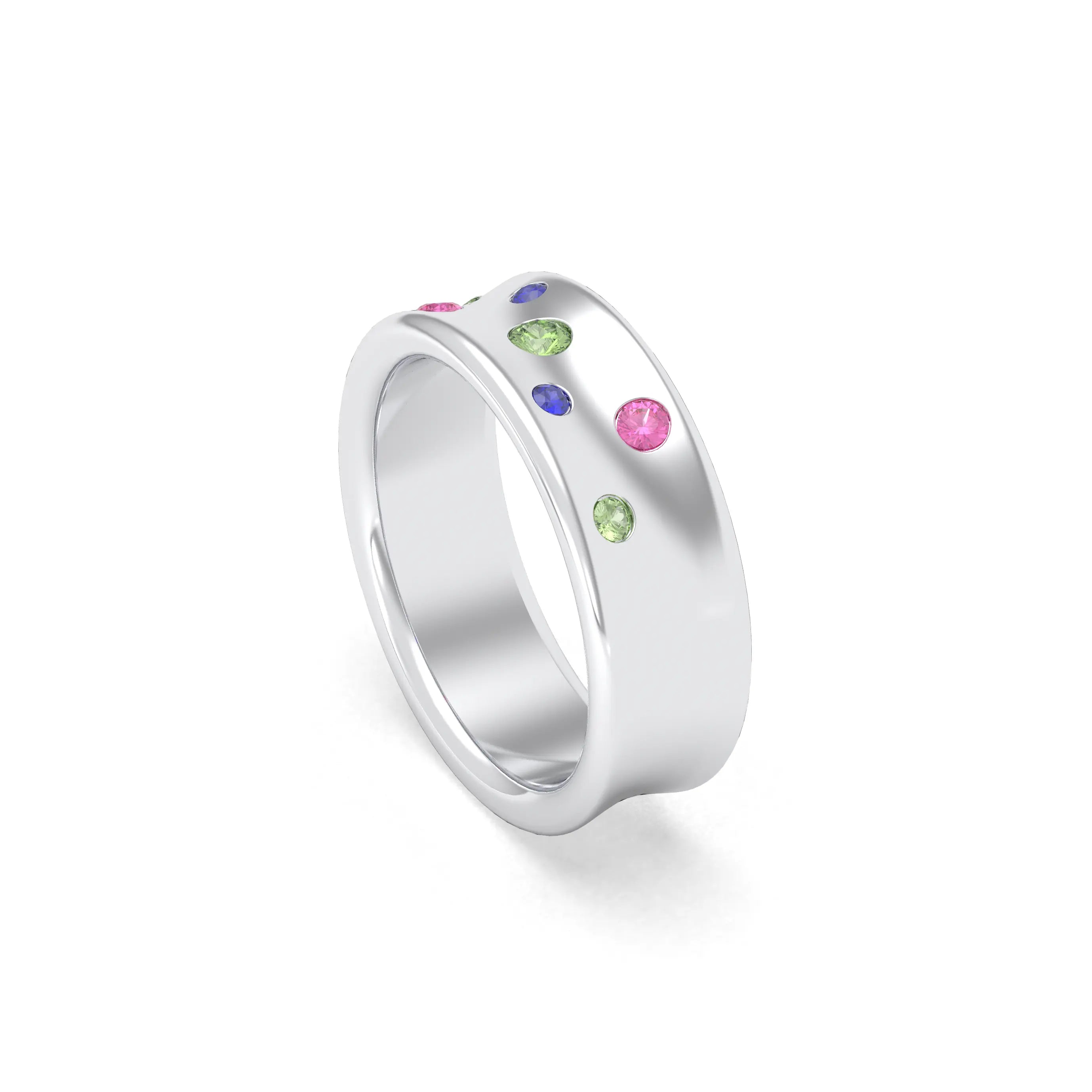 Bague Miami – L'Audace Précieuse en Argent 950, Saphirs et Rubis