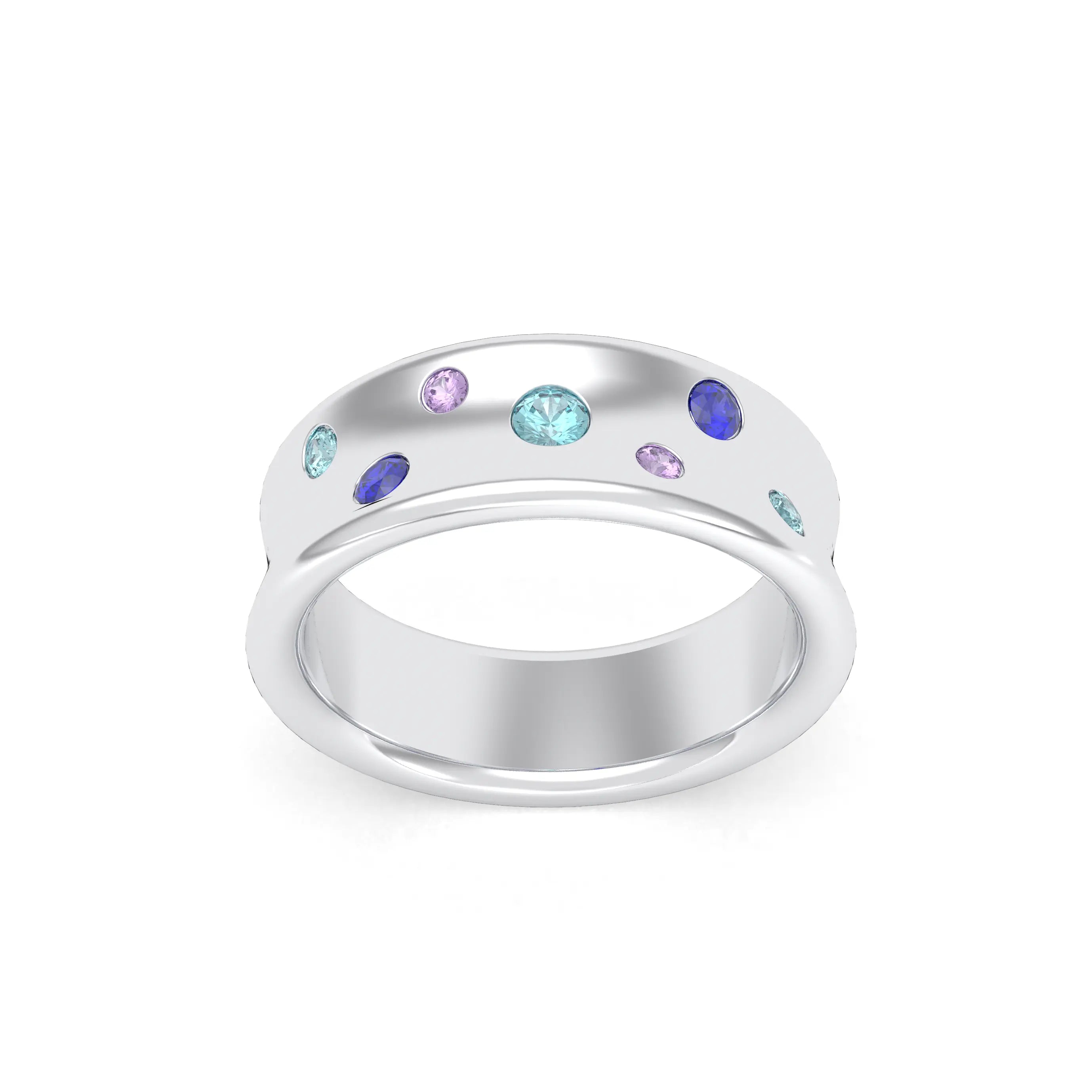 Bague Miami – L'Audace Précieuse en Argent 950, Saphirs et Rubis