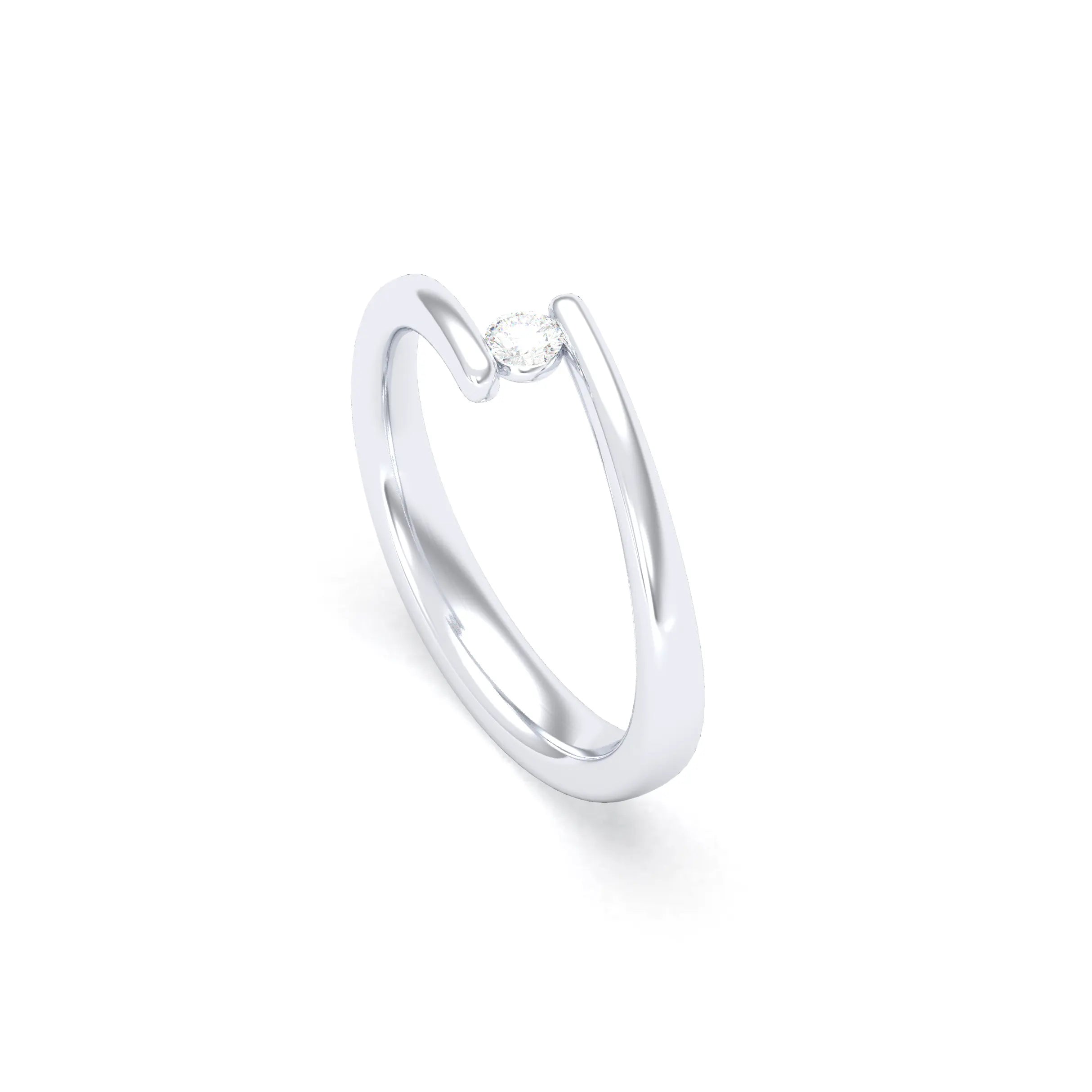 Bague Solitaire Naples en Or Blanc 18k – La Lumière Absolue