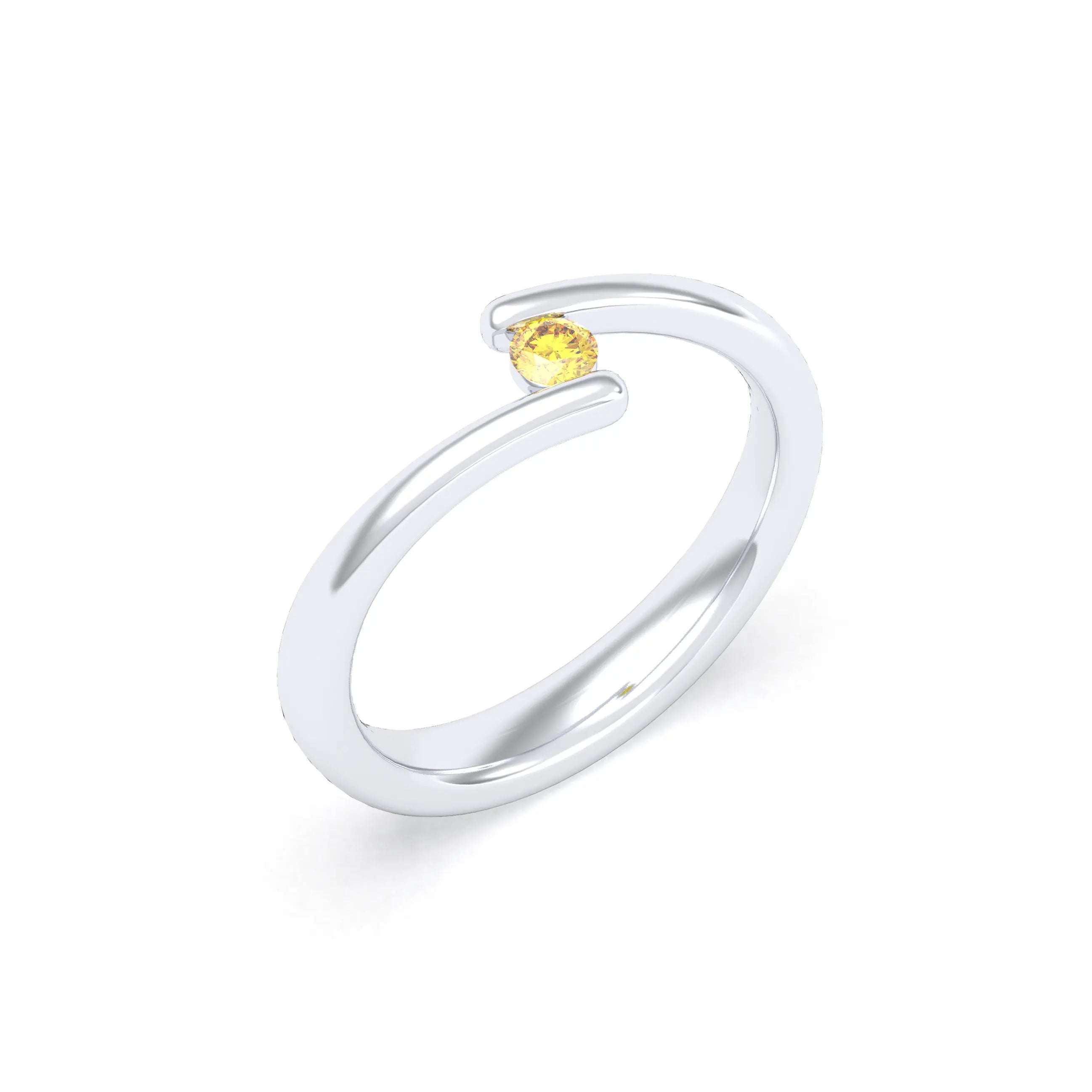 Bague Solitaire Naples en Or Blanc 18k – La Lumière Absolue Diamant jaune