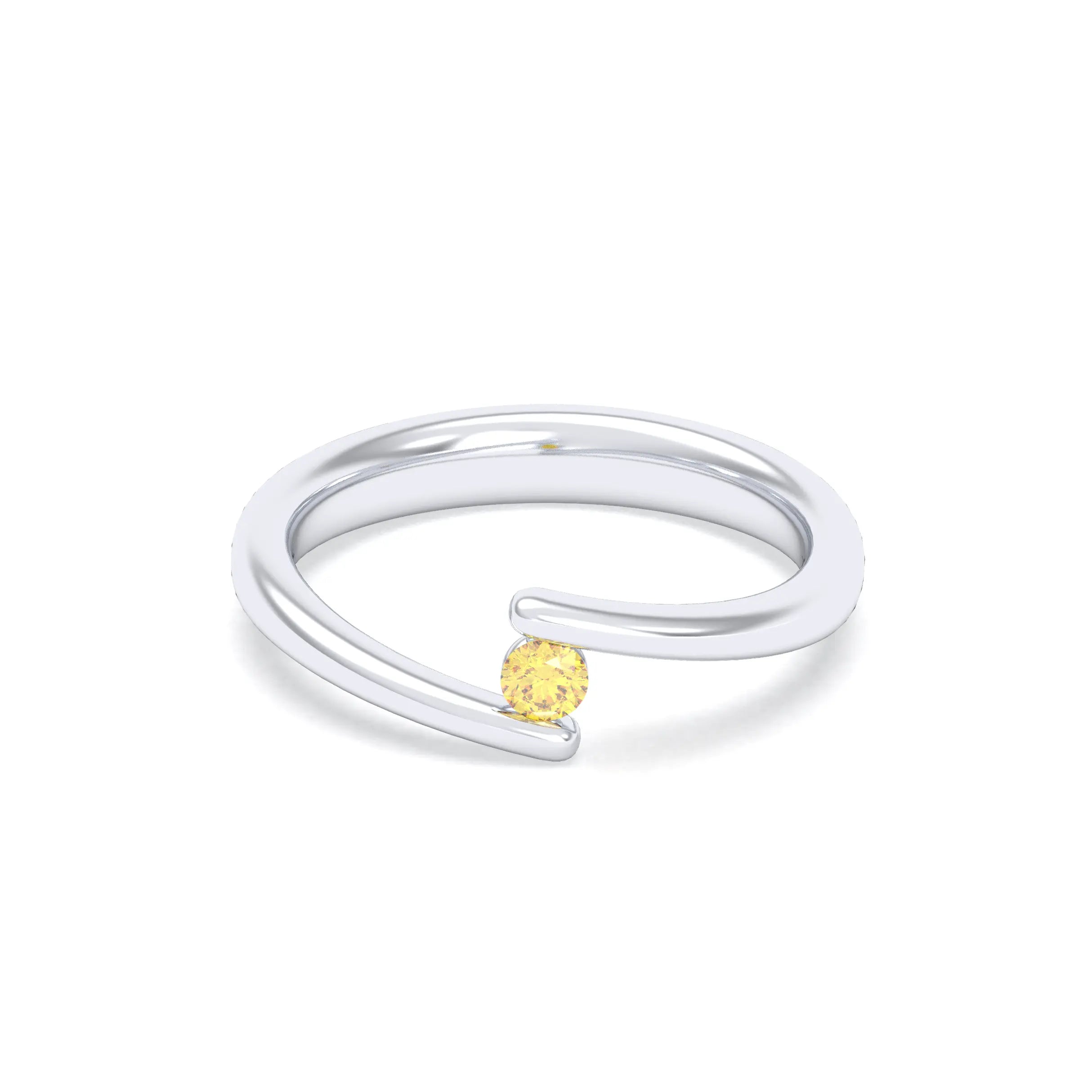 Bague Solitaire Naples en Or Blanc 18k – La Lumière Absolue