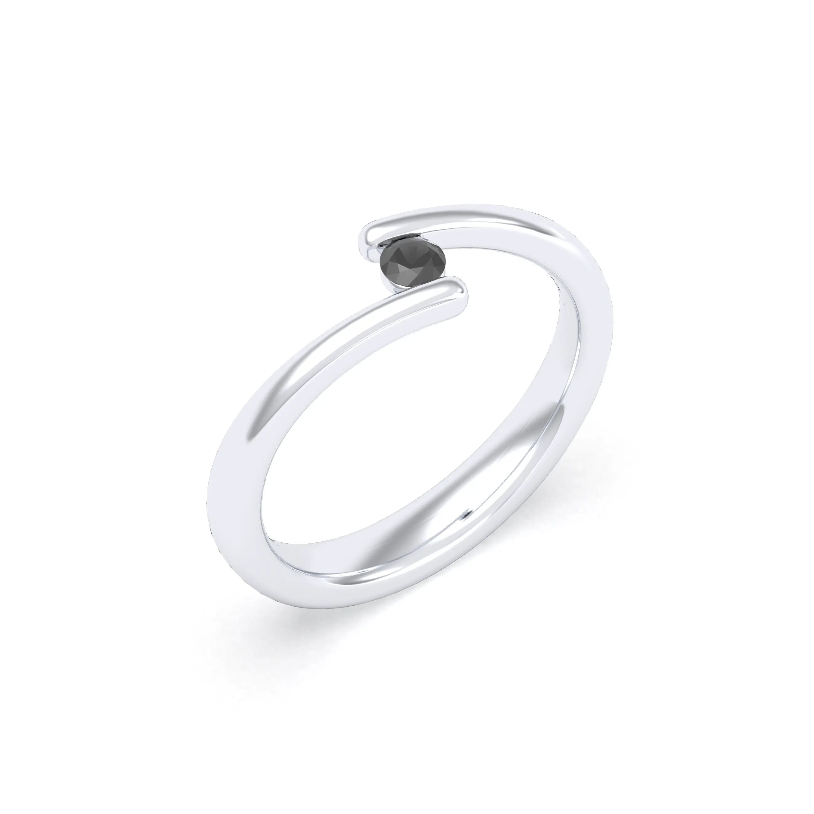 Bague Solitaire Naples en Or Blanc 18k – La Lumière Absolue Diamant noir
