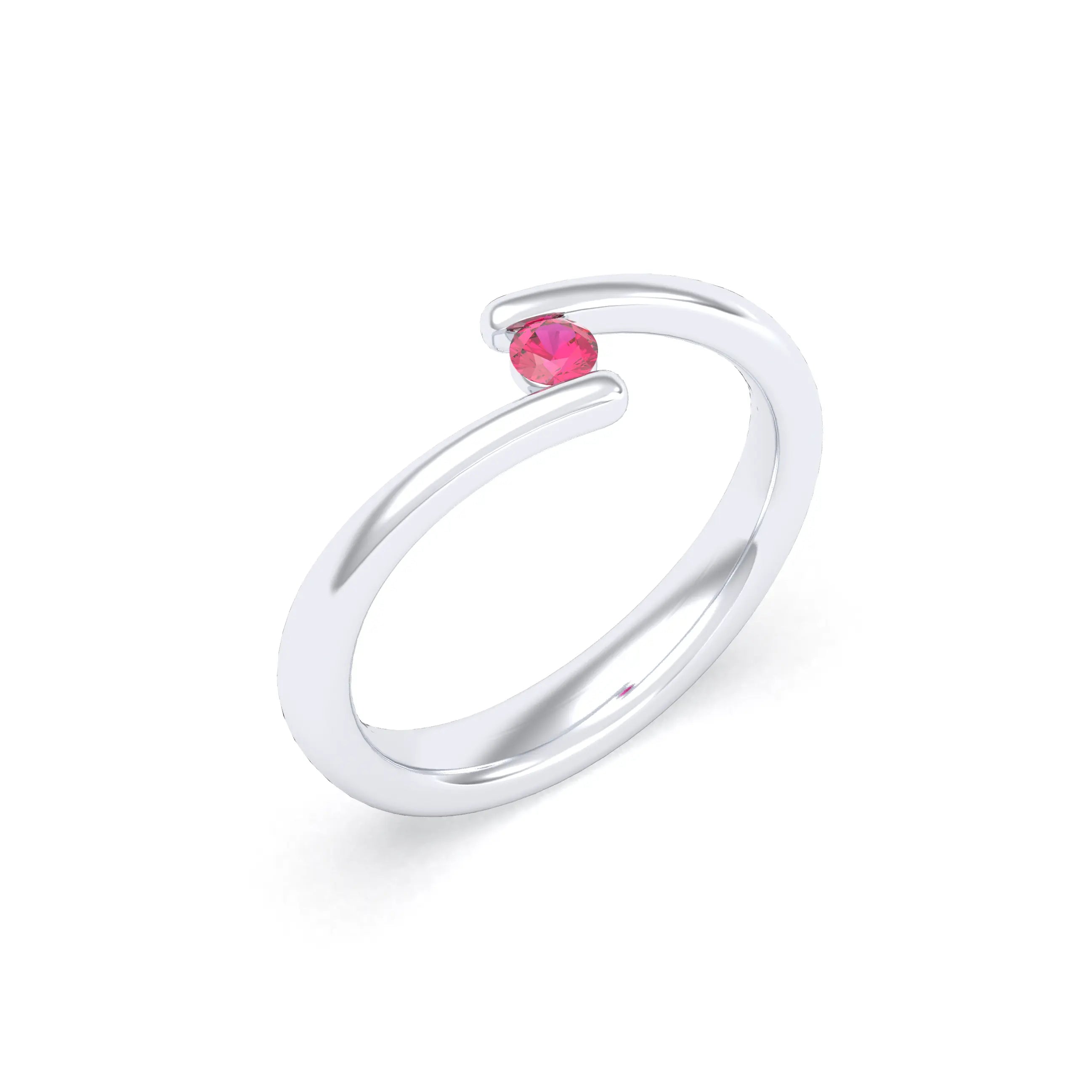 Bague Solitaire Naples en Or Blanc 18k – La Lumière Absolue Rubis