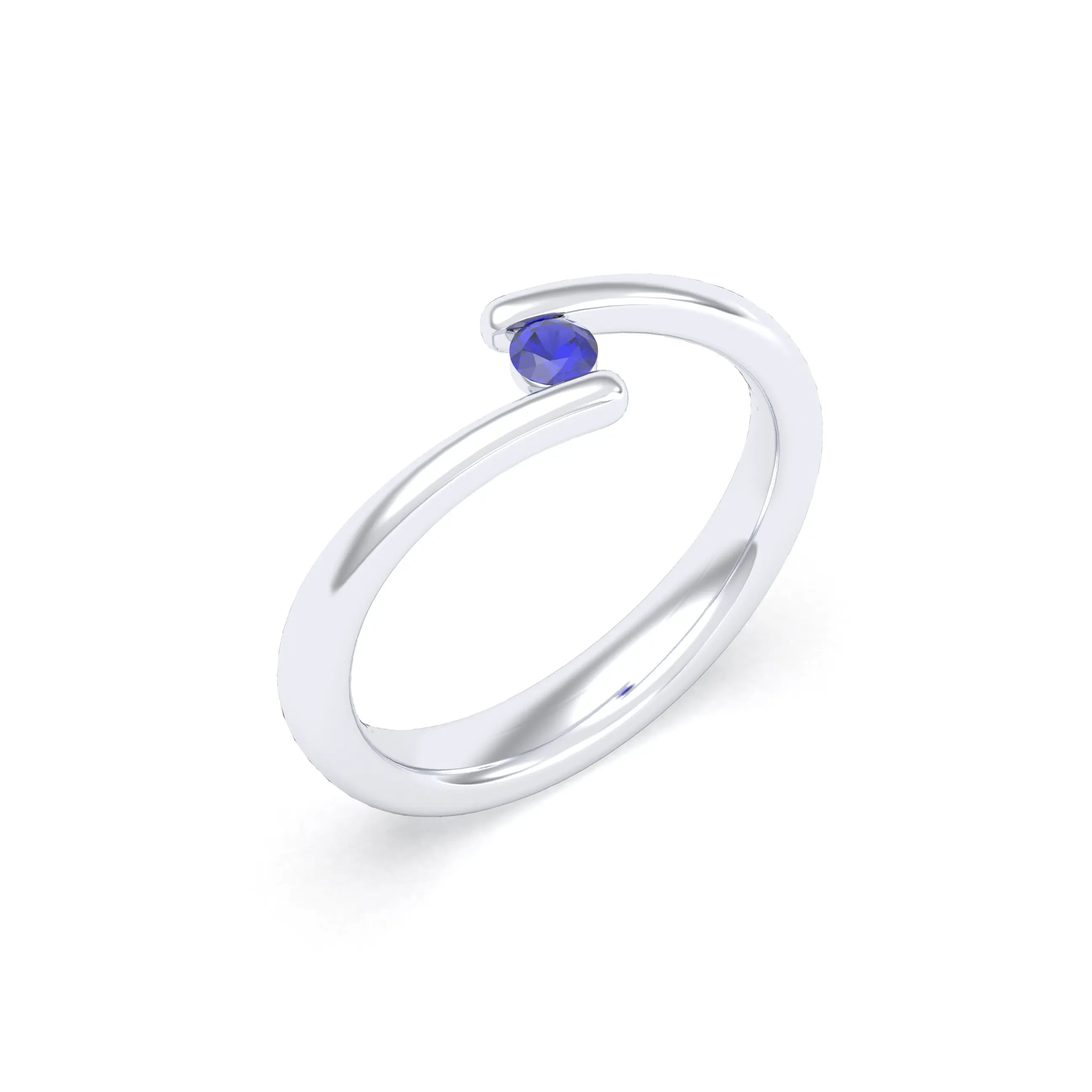 Bague Solitaire Naples en Or Blanc 18k – La Lumière Absolue Saphir bleu