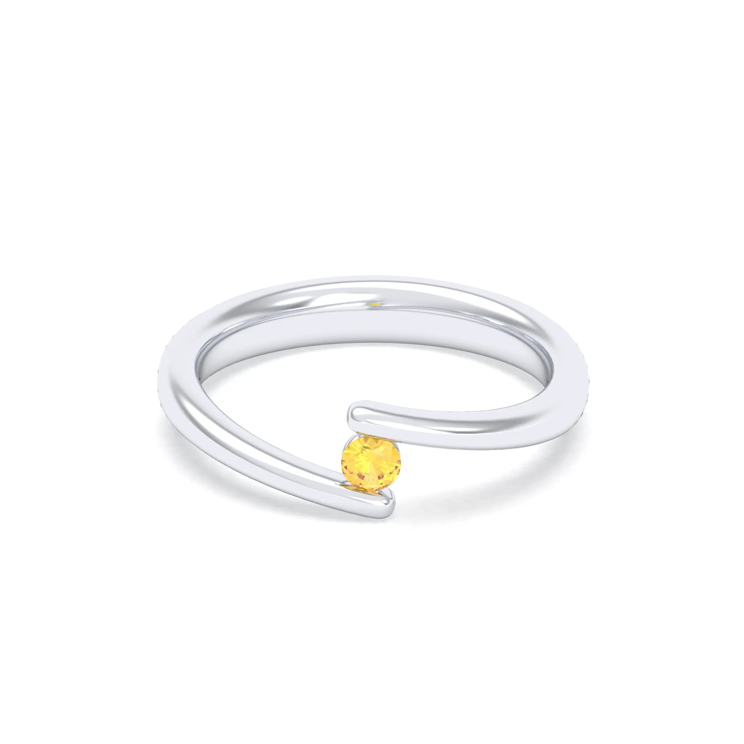 Bague Solitaire Naples en Or Blanc 18k – La Lumière Absolue