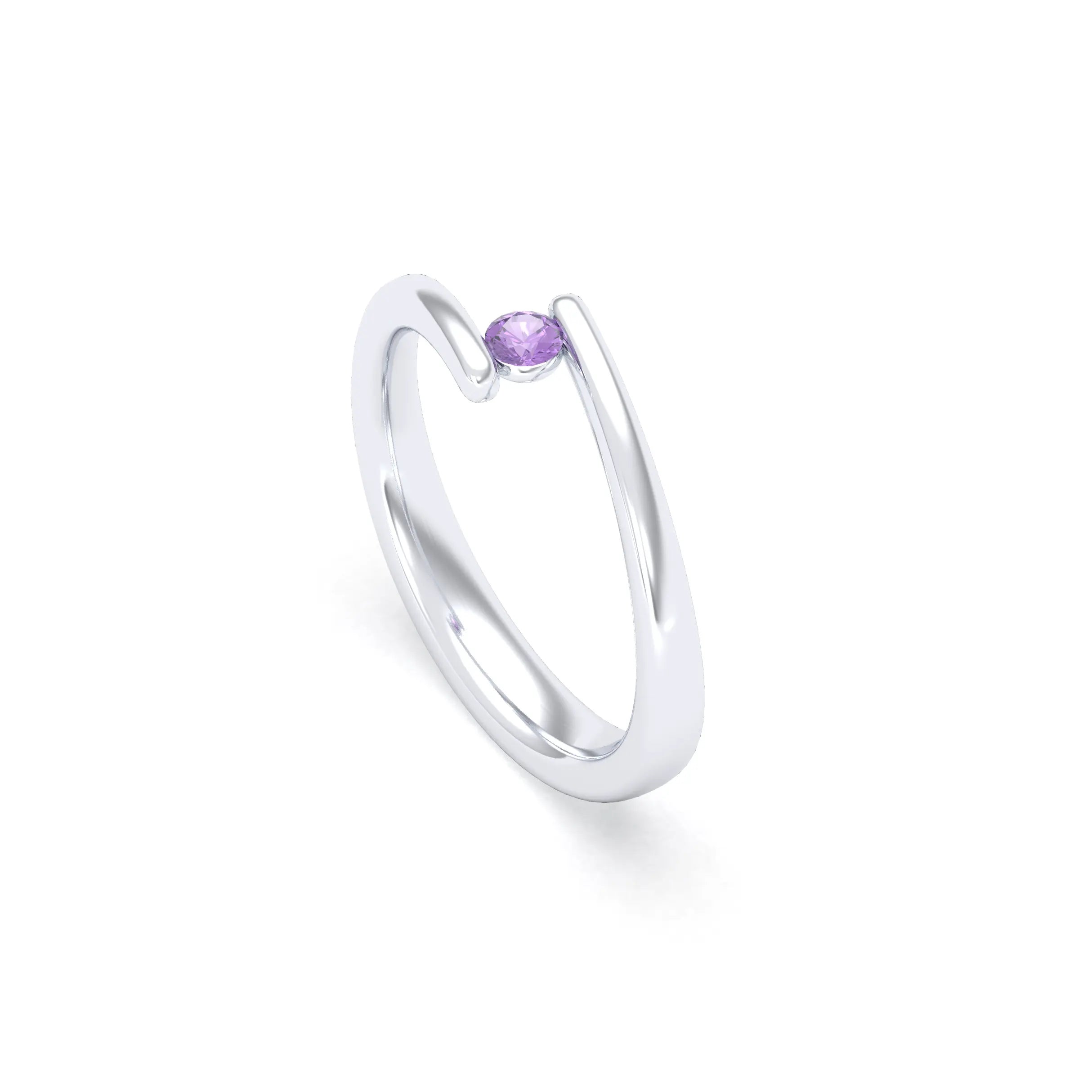 Bague Solitaire Naples en Or Blanc 18k – La Lumière Absolue