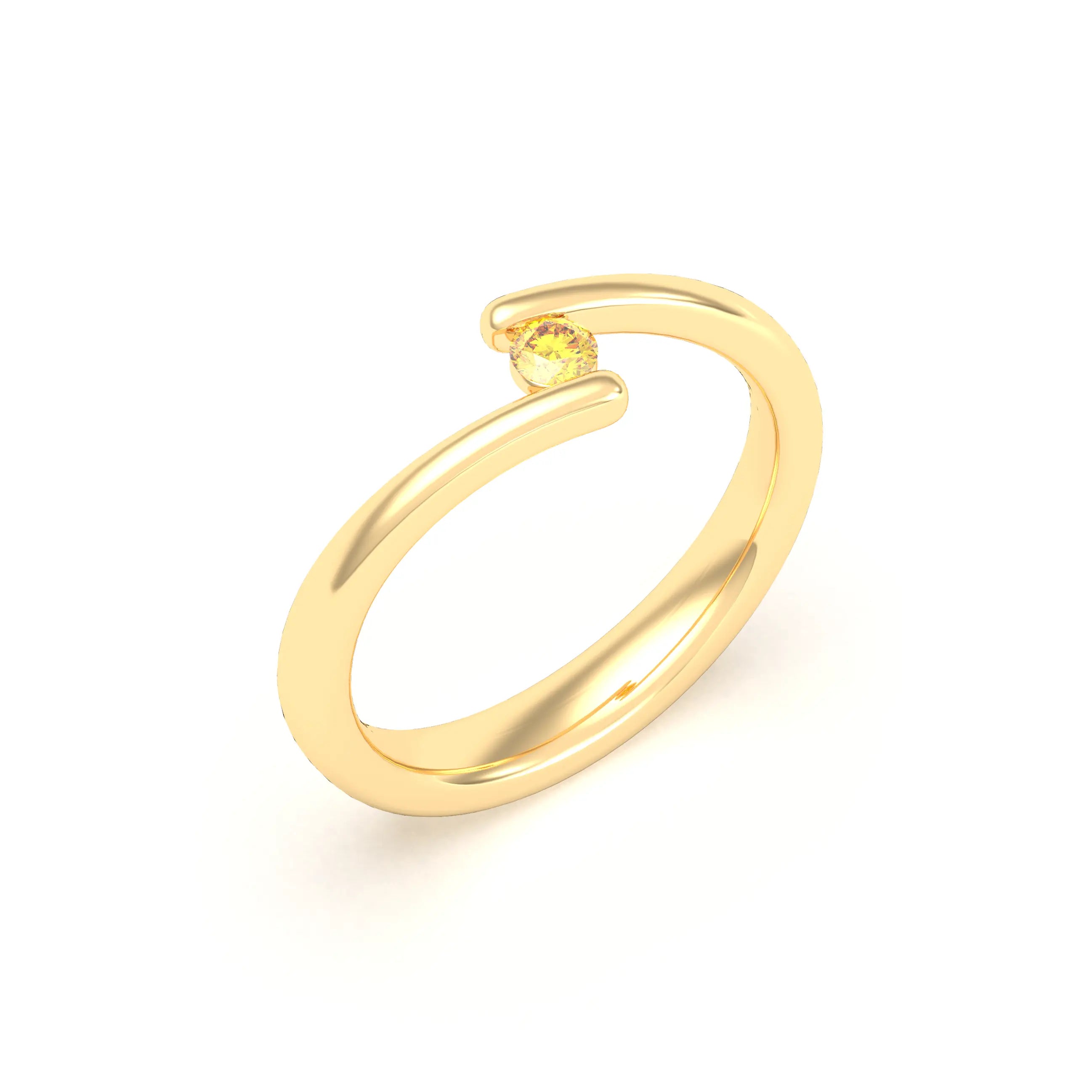 Bague Solitaire Naples en Or Jaune 18k – L'Essence de la Préciosité Diamant jaune