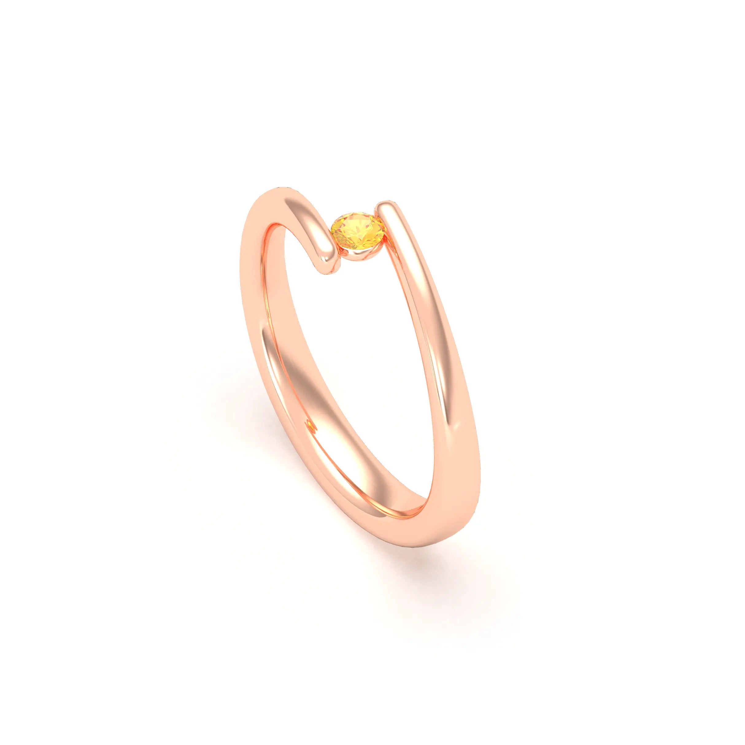 Bague Solitaire Naples en Or Rose 18k – La Poésie Précieuse