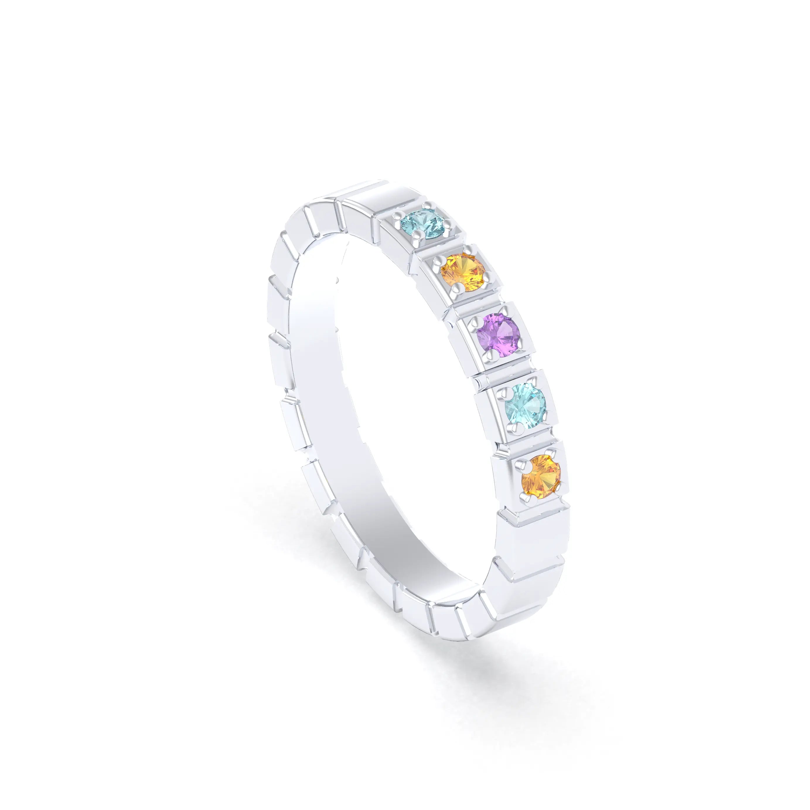 Bague New York en argent 950, joaillerie personnalisable à 5 pierres