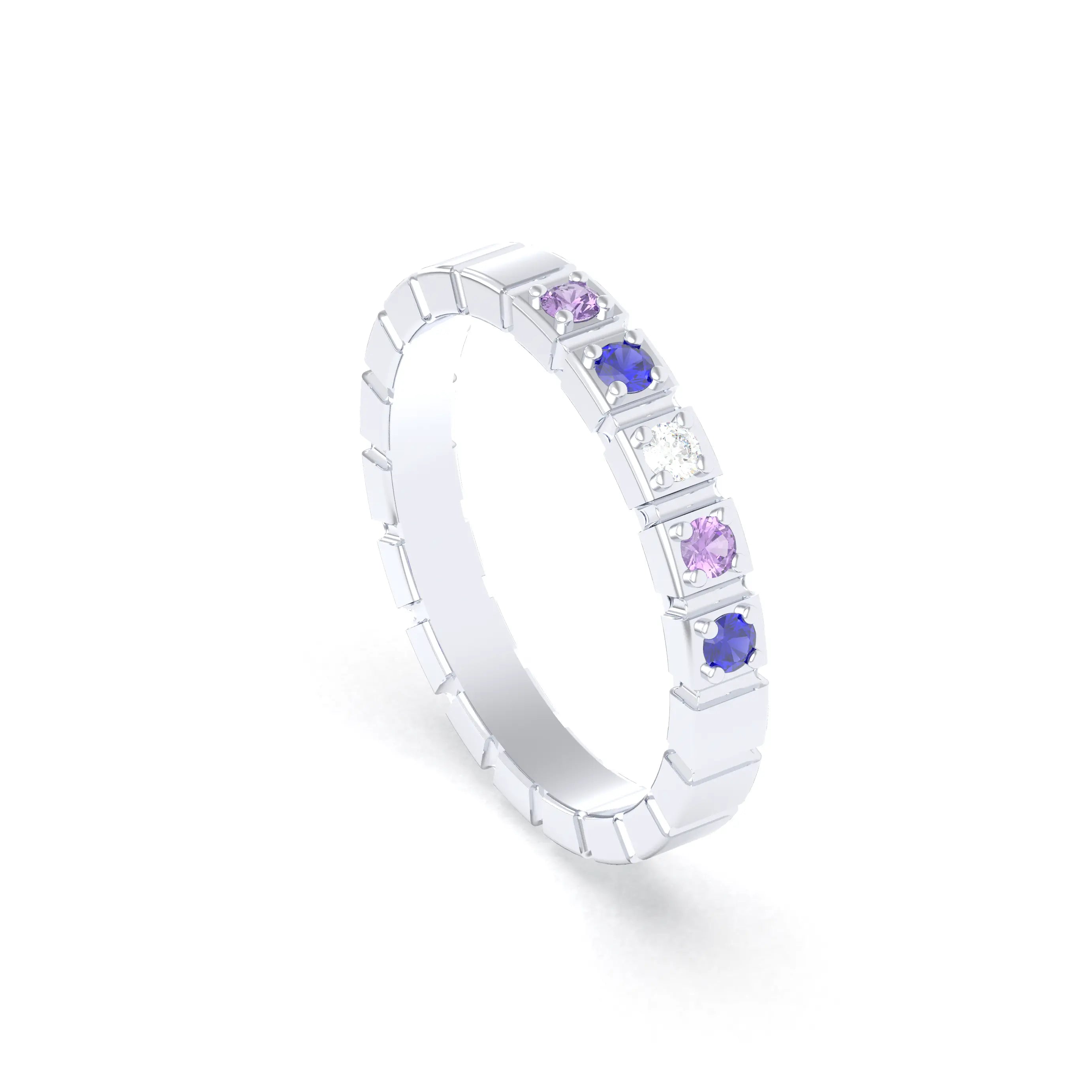 Bague New York en argent 950, joaillerie personnalisable à 5 pierres