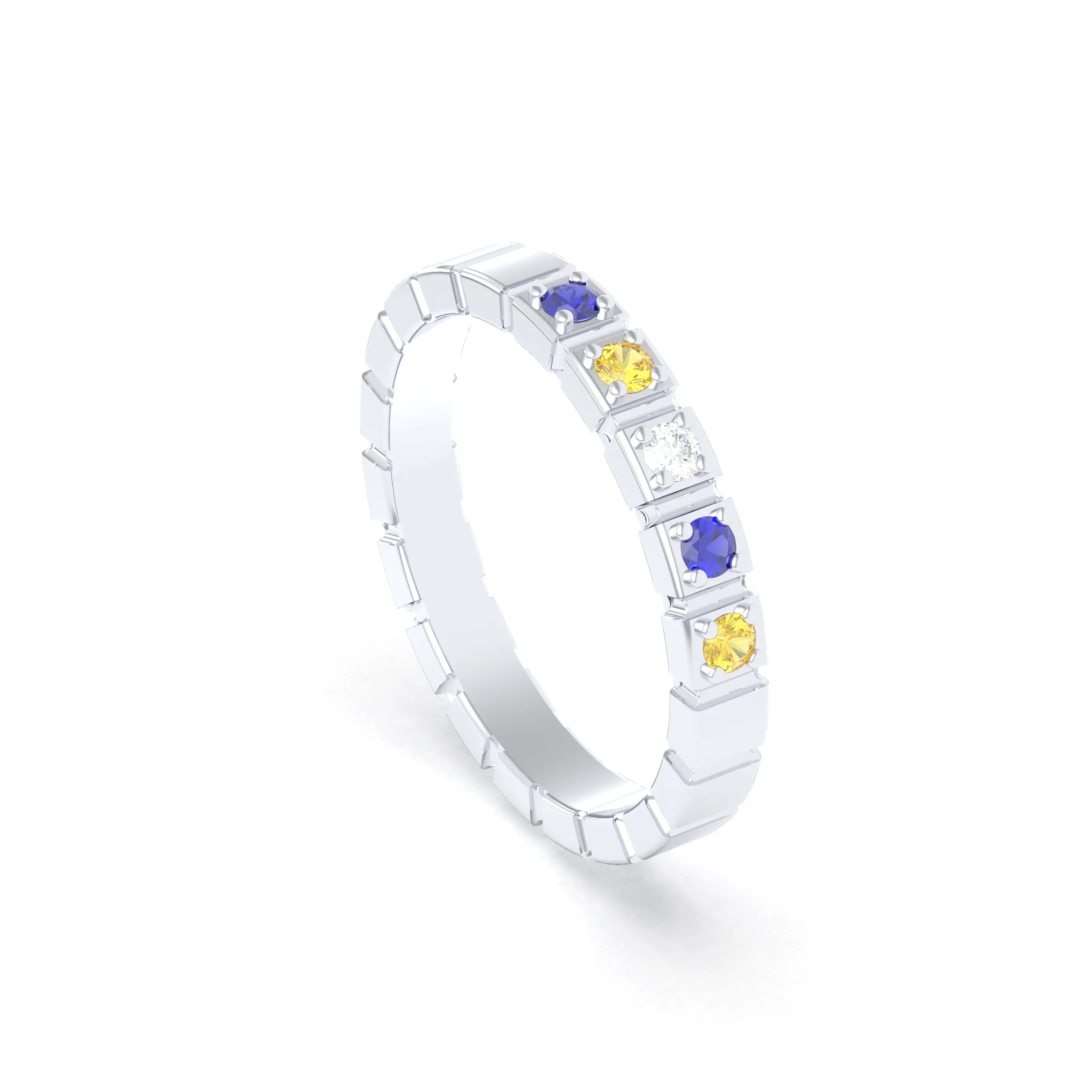 Bague New York en argent 950, joaillerie personnalisable à 5 pierres