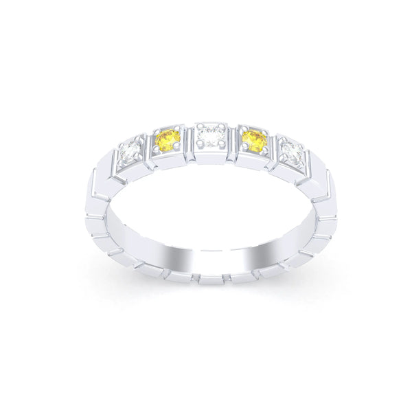 Bague New York en or blanc 18 carats, joaillerie personnalisable à 5 pierres, autre vue