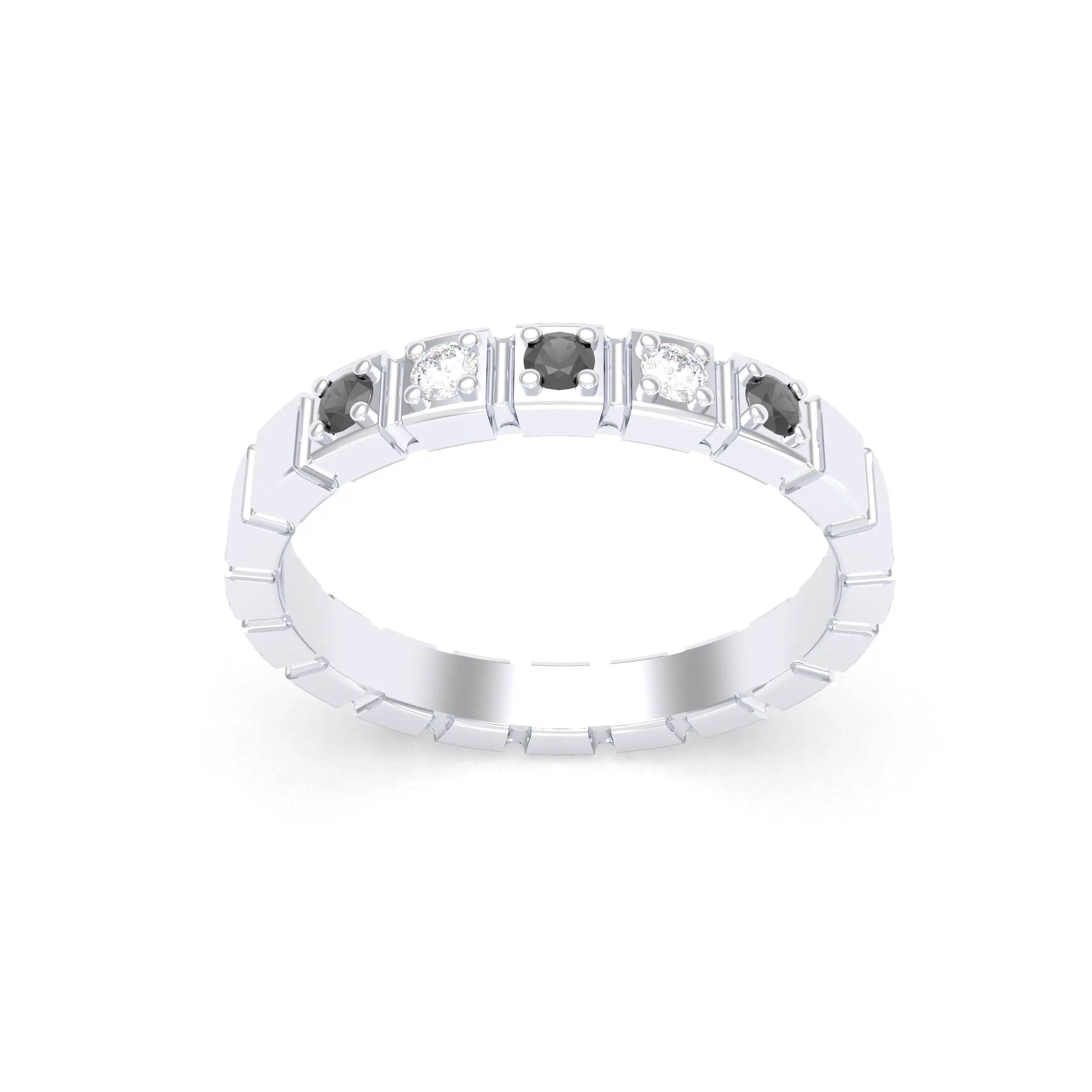 Bague New York en or blanc 18 carats, joaillerie personnalisable à 5 pierres