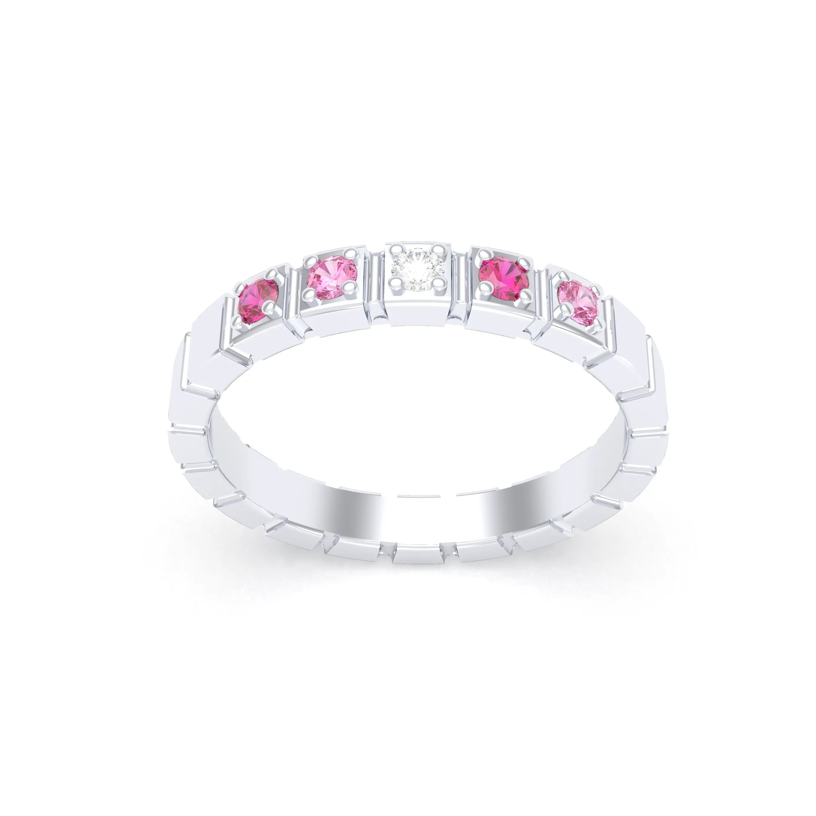 Bague New York en or blanc 18 carats, joaillerie personnalisable à 5 pierres