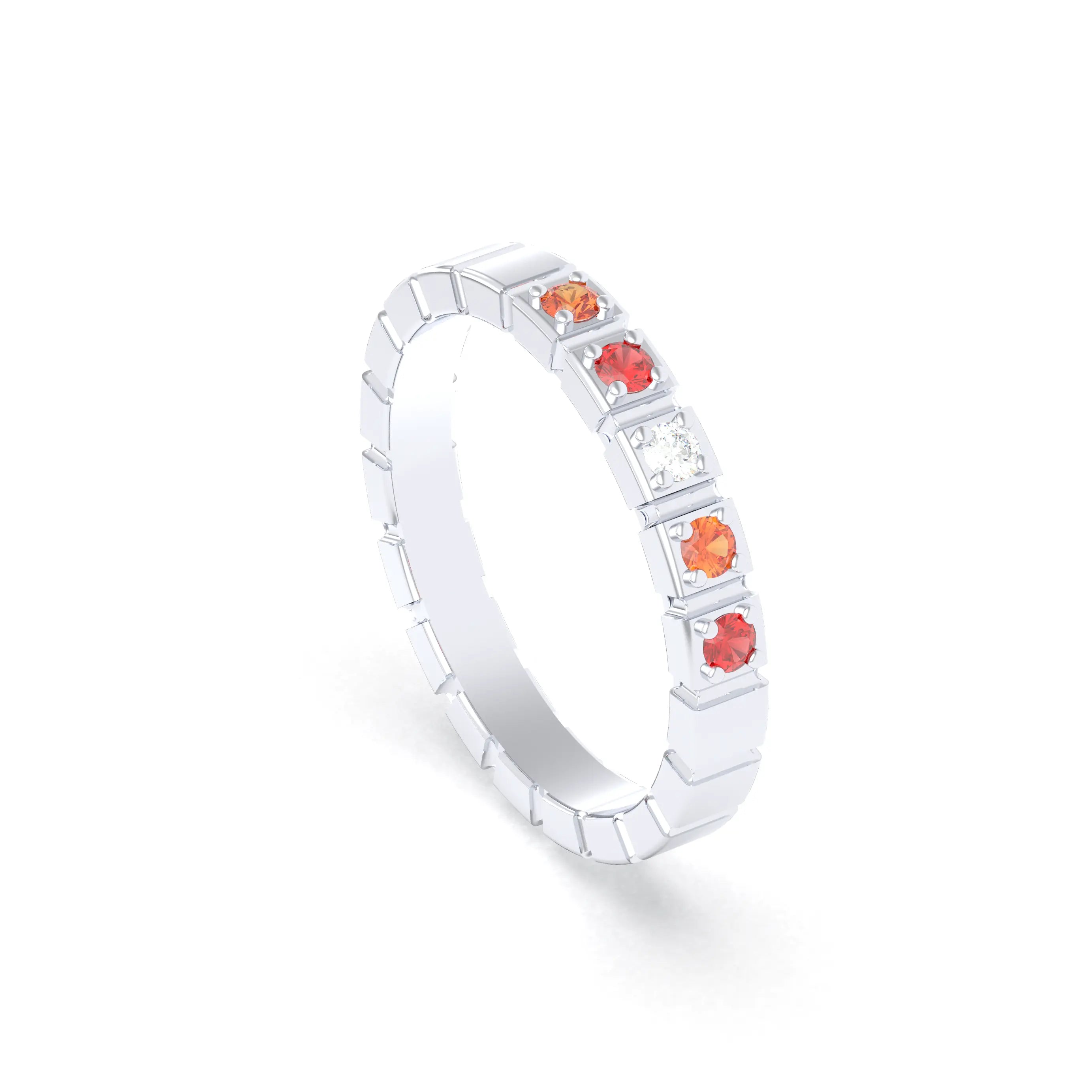 Bague New York en or blanc 18 carats, joaillerie personnalisable à 5 pierres