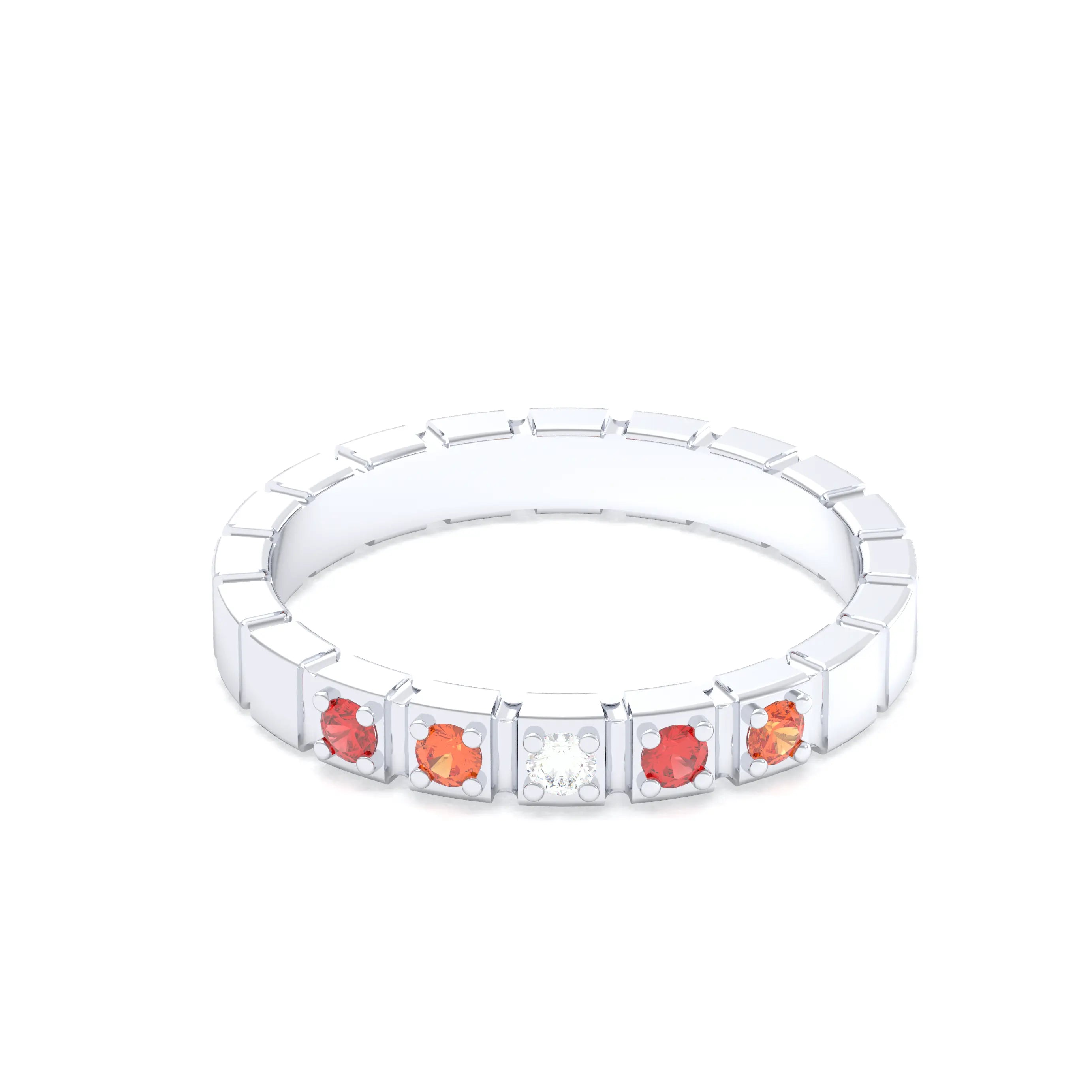 Bague New York en or blanc 18 carats, joaillerie personnalisable à 5 pierres