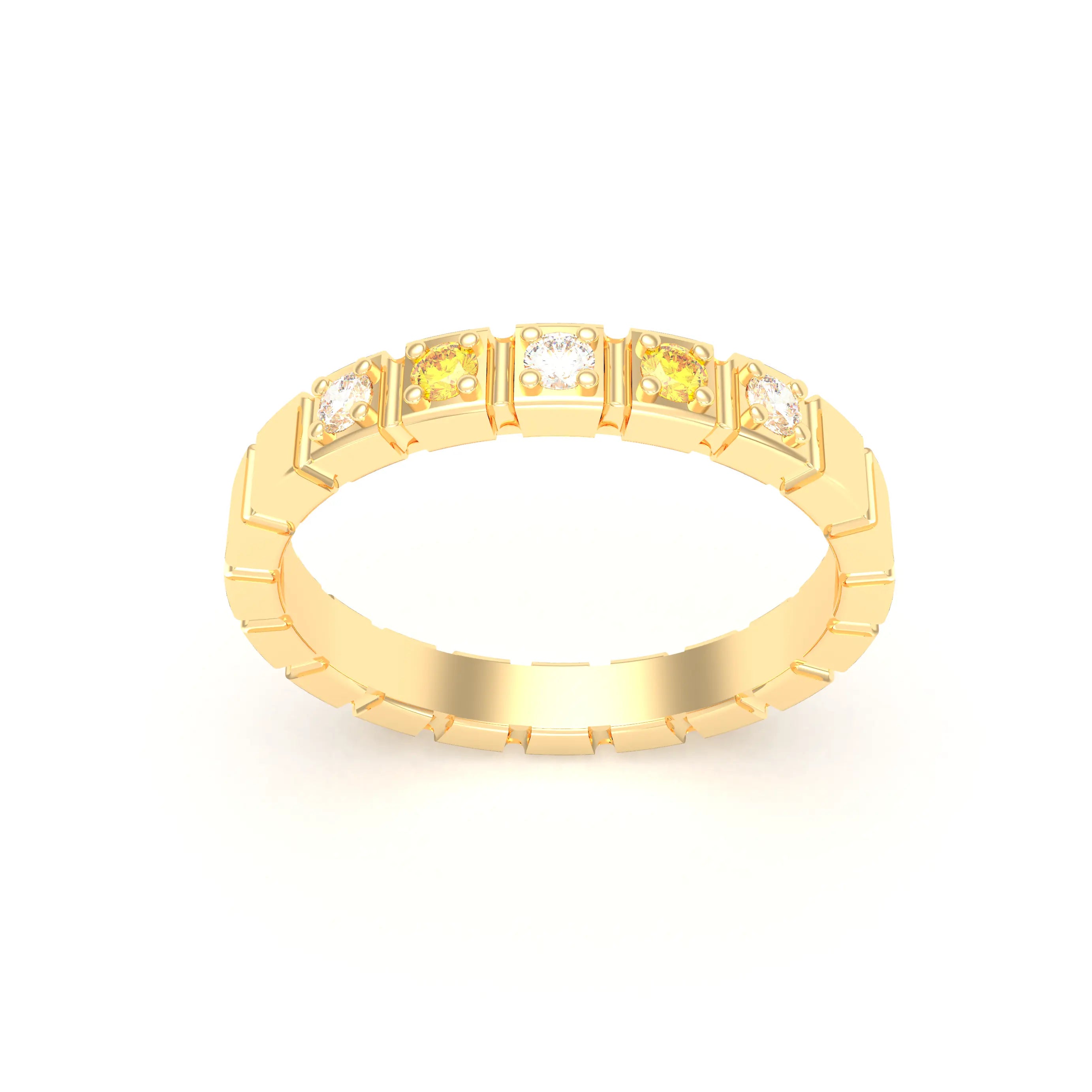 Bague New York en or jaune 18 carats, joaillerie personnalisable à 5 pierres