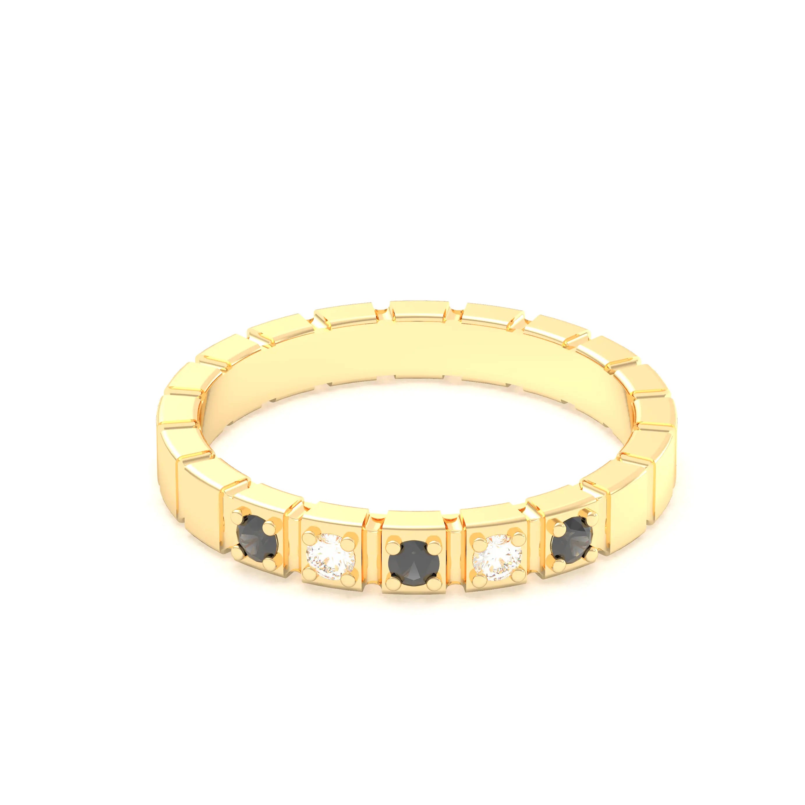 Bague New York en or jaune 18 carats, joaillerie personnalisable à 5 pierres
