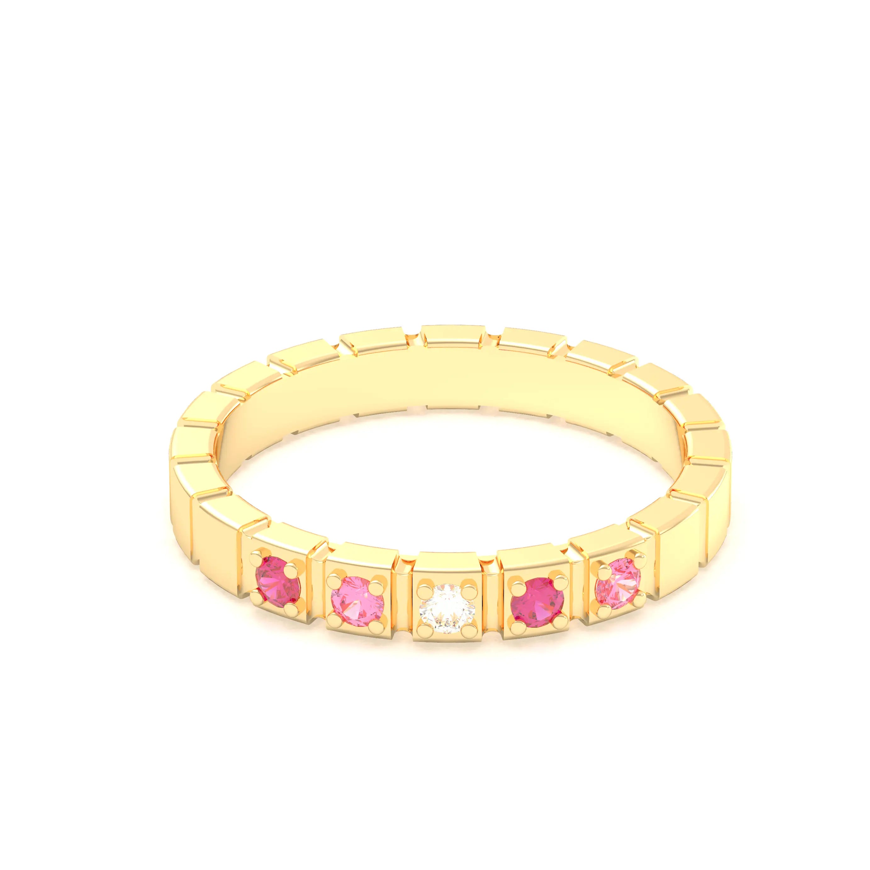 Bague New York en or jaune 18 carats, joaillerie personnalisable à 5 pierres