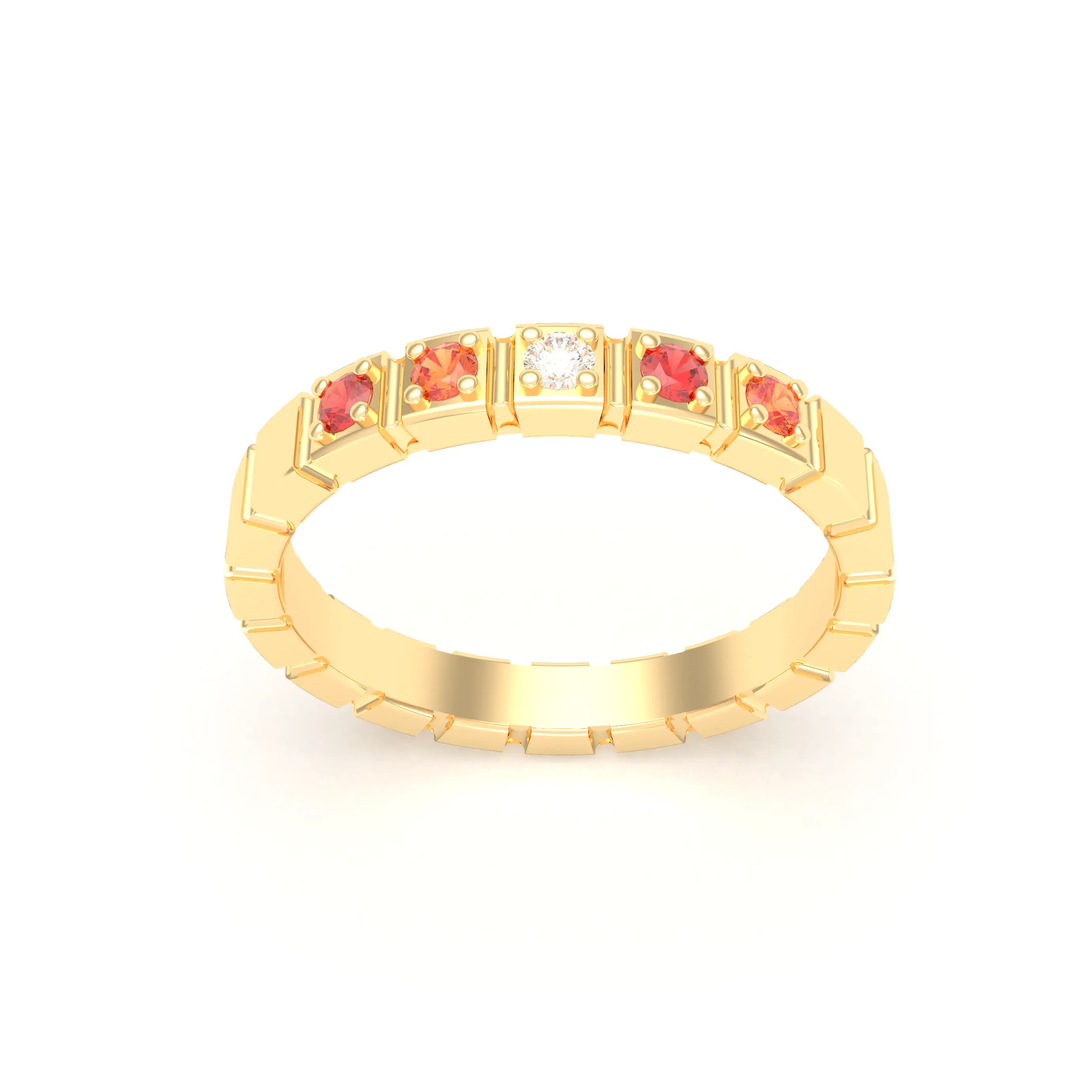 Bague New York en or jaune 18 carats, joaillerie personnalisable à 5 pierres